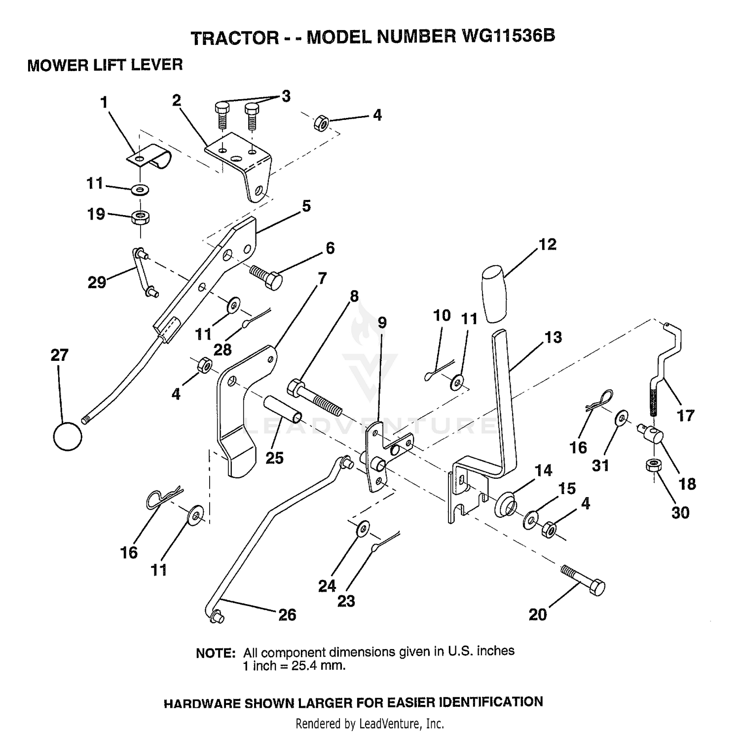 MOWER LIFT LEVER
