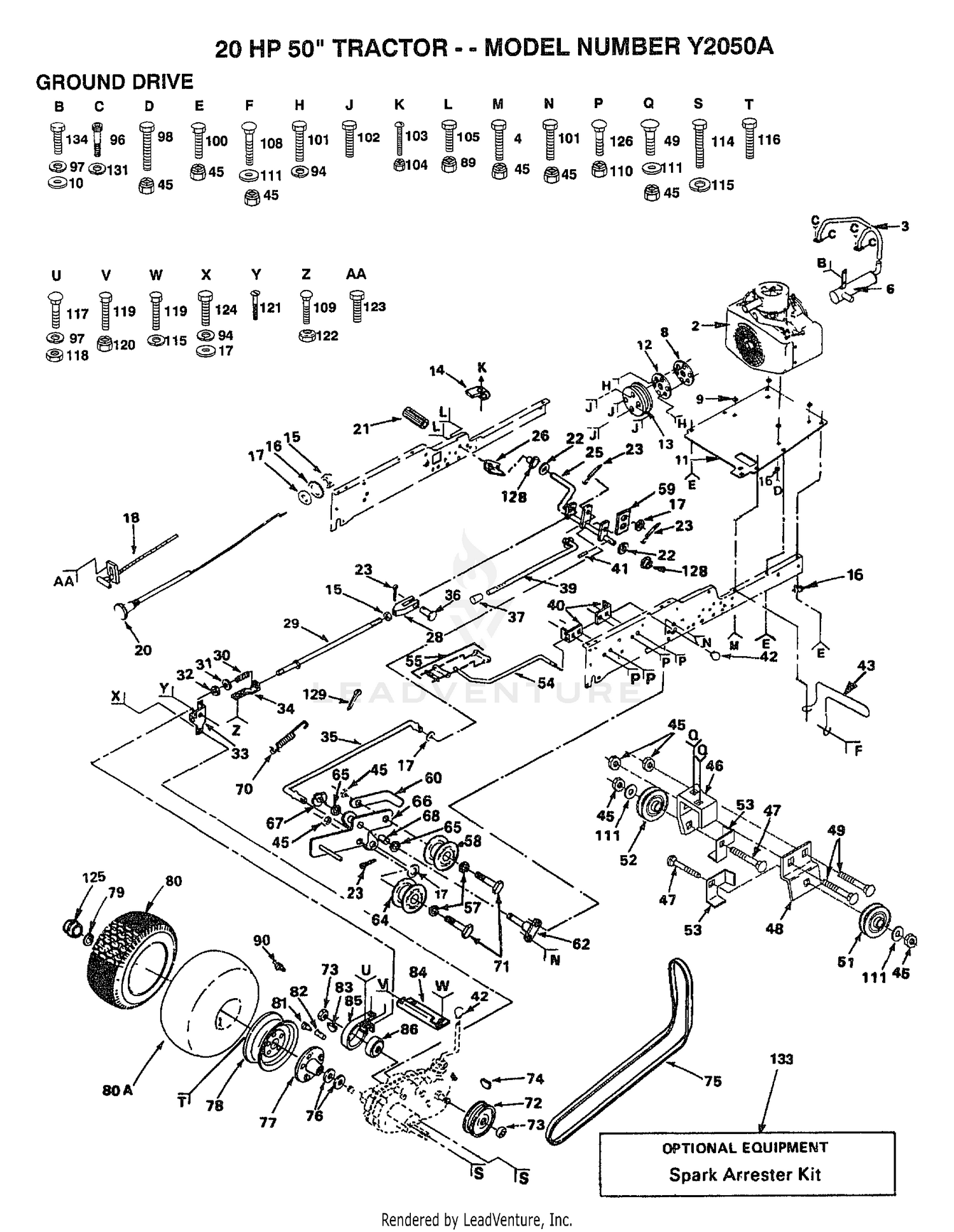 20HP 50" TRACTOR-GROUND DRIVE