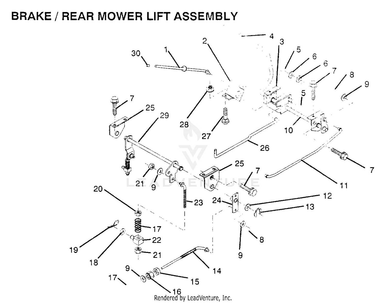 BRAKE AND REAR MOWER LIFT