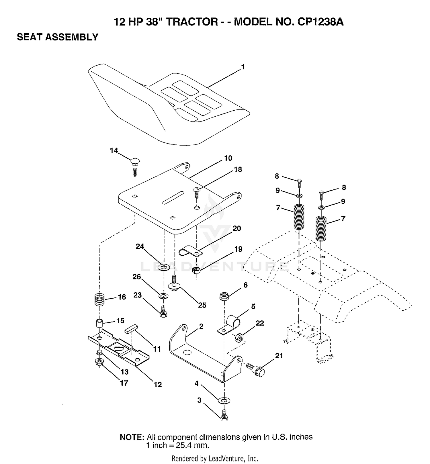 12HP 38" TRACTOR-SEAT
