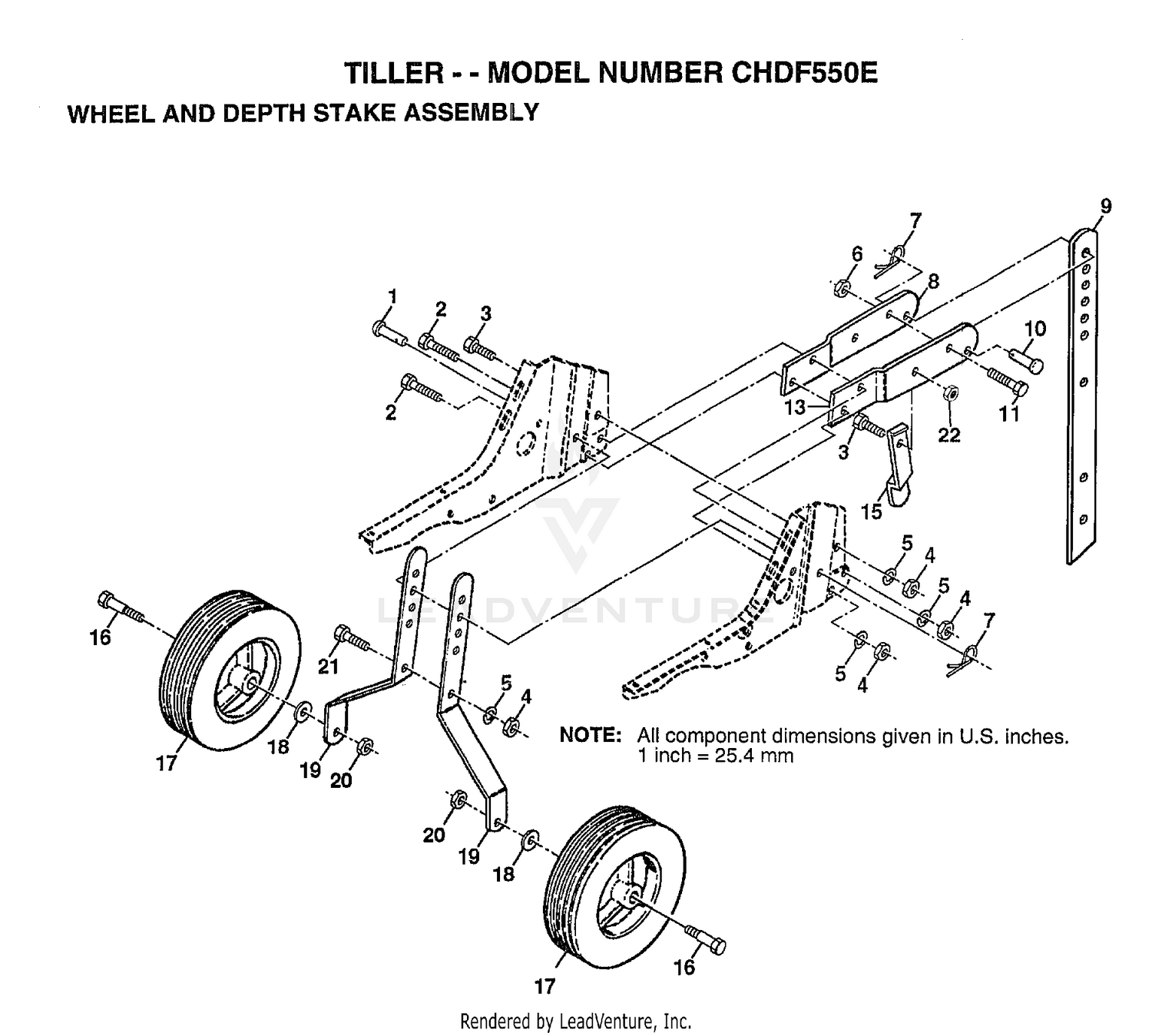 WHEEL AND DEPTH STAKE ASSEMBLY