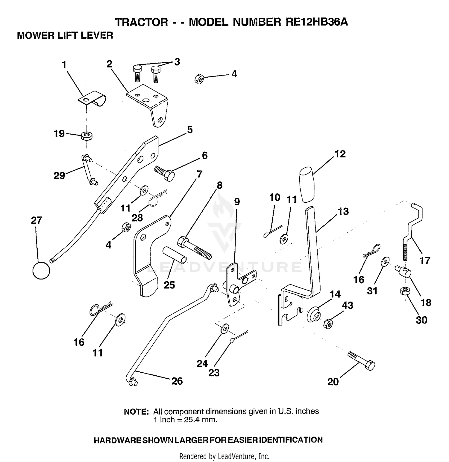 MOWER LIFT LEVER