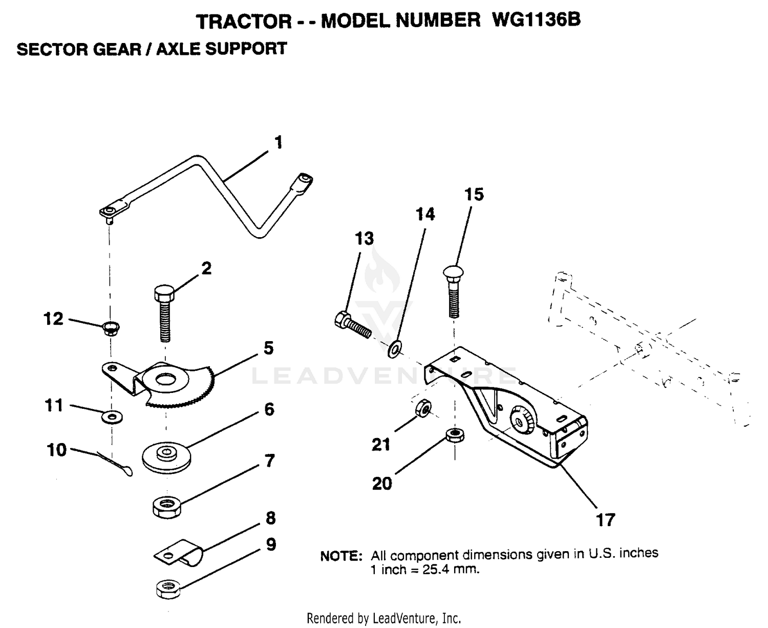 SECTOR GEAR AND AXLE