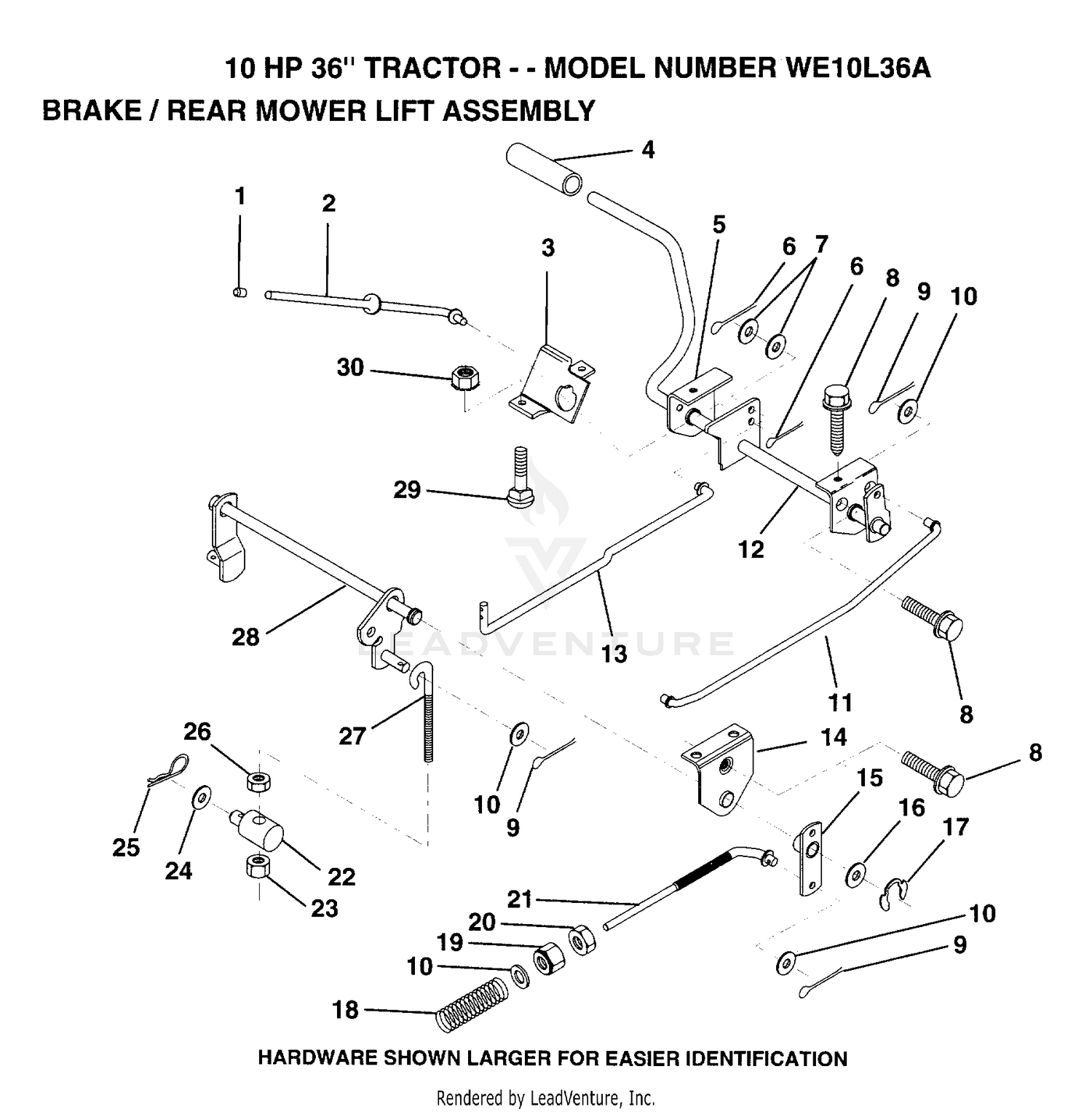 BRAKE AND REAR MOWER LIFT