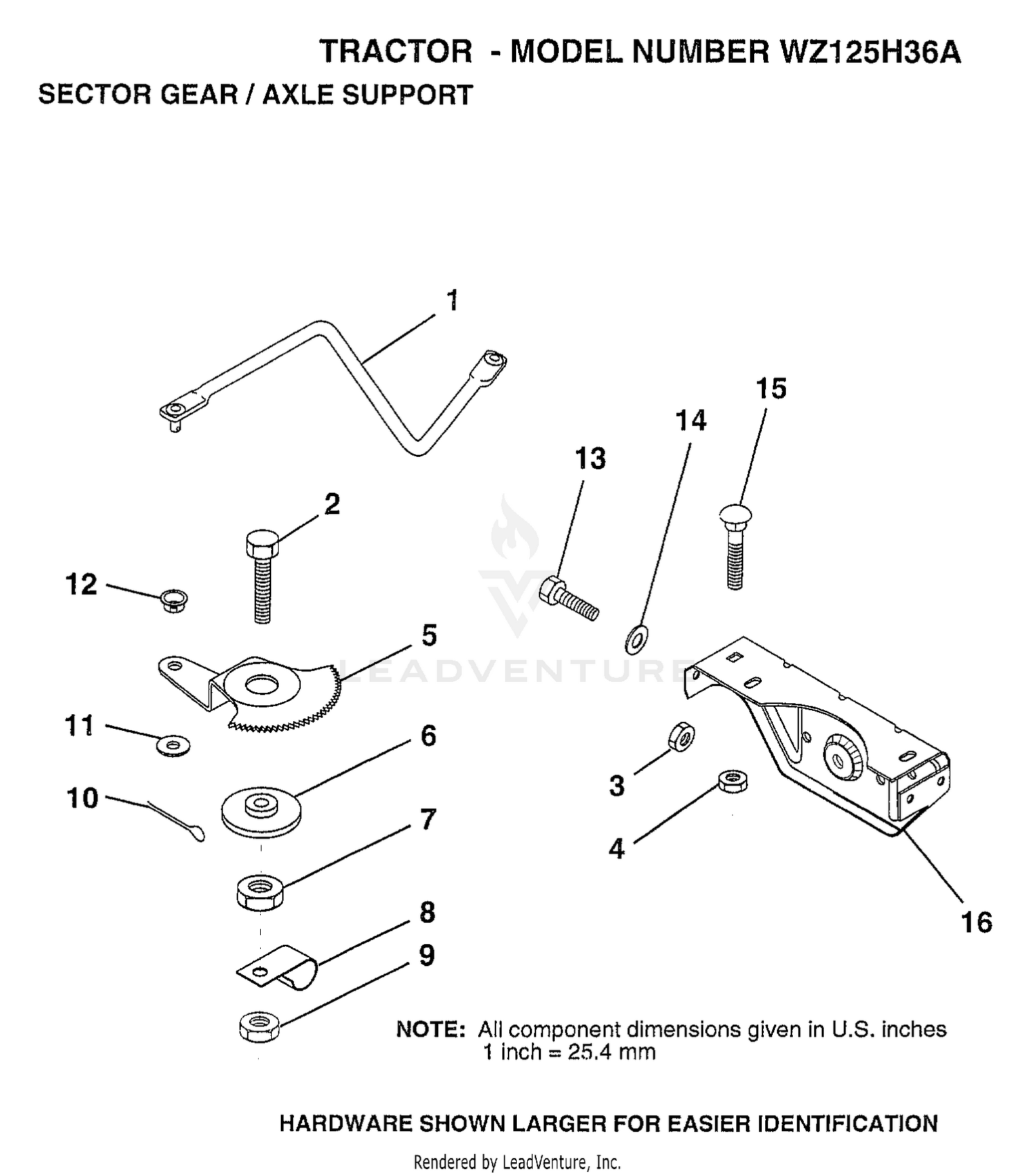 SECTOR GEAR/AXLE SUPPORT