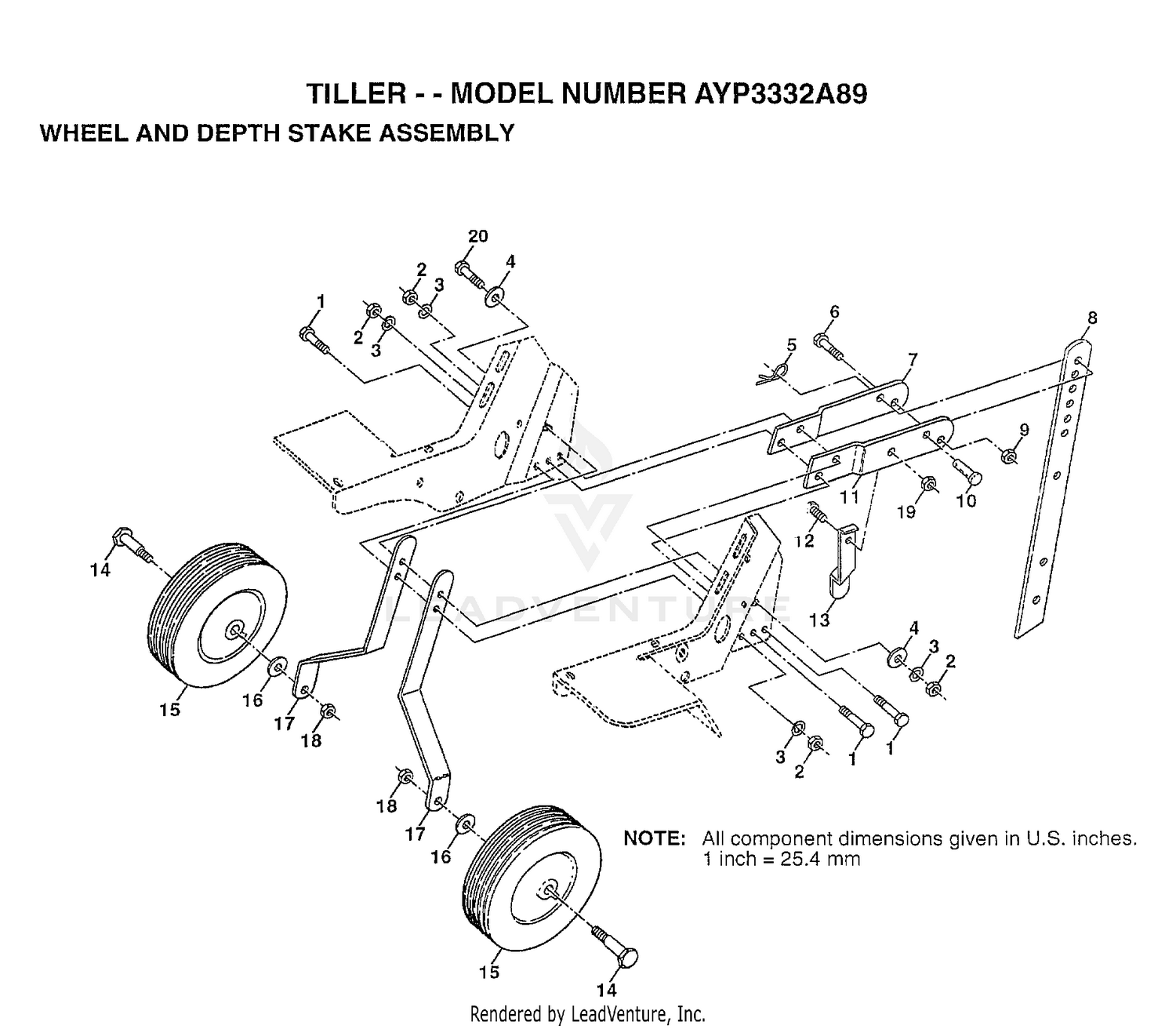 WHEEL AND DEPTH STAKE ASSEMBLY