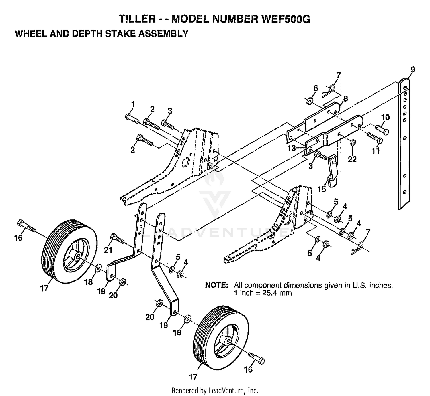 WHEEL AND DEPTH STAKE ASSEMBLY