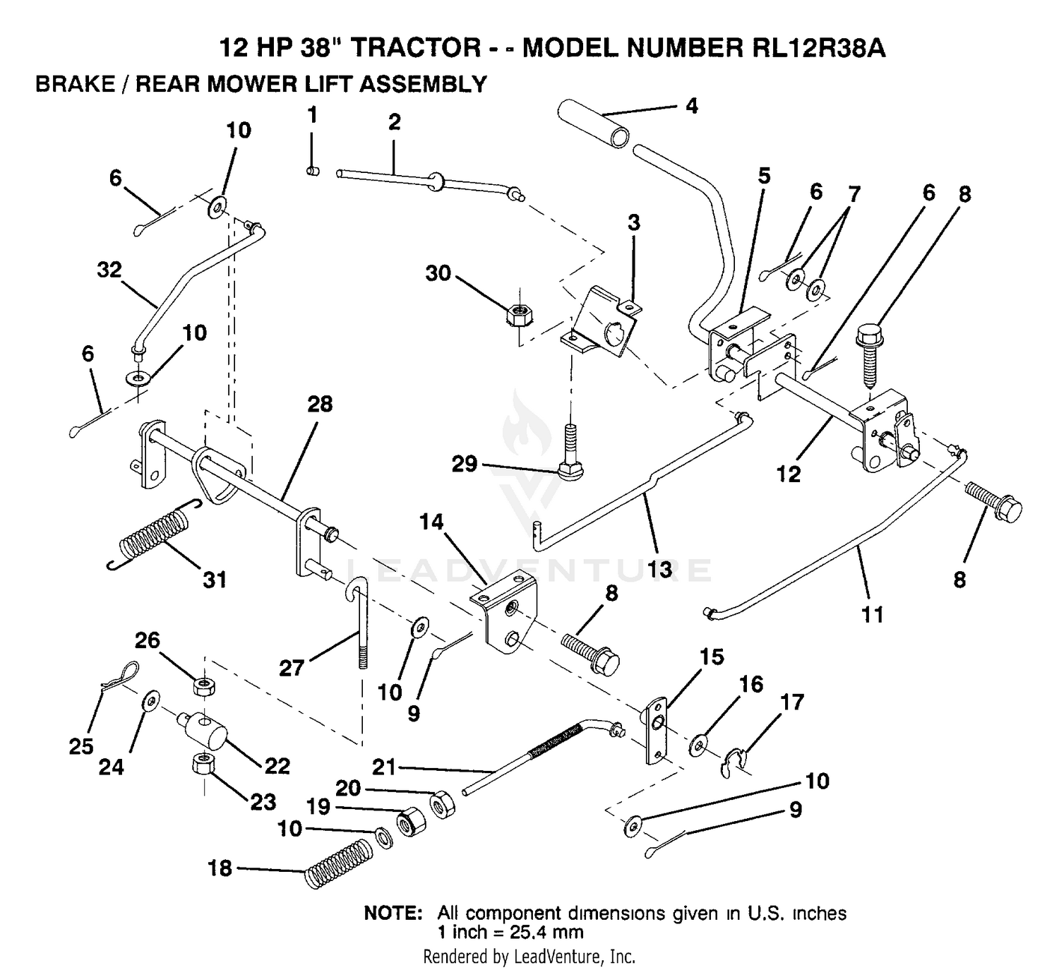 BRAKE/REAR MOWER LIFT