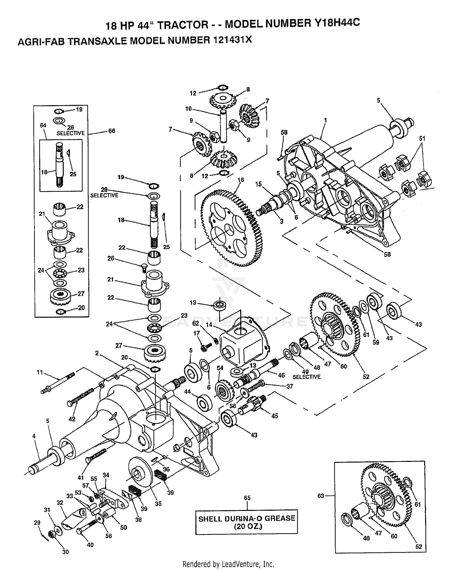 18HP 44" TRACTOR/AGRI-FAB TRANSAXLE