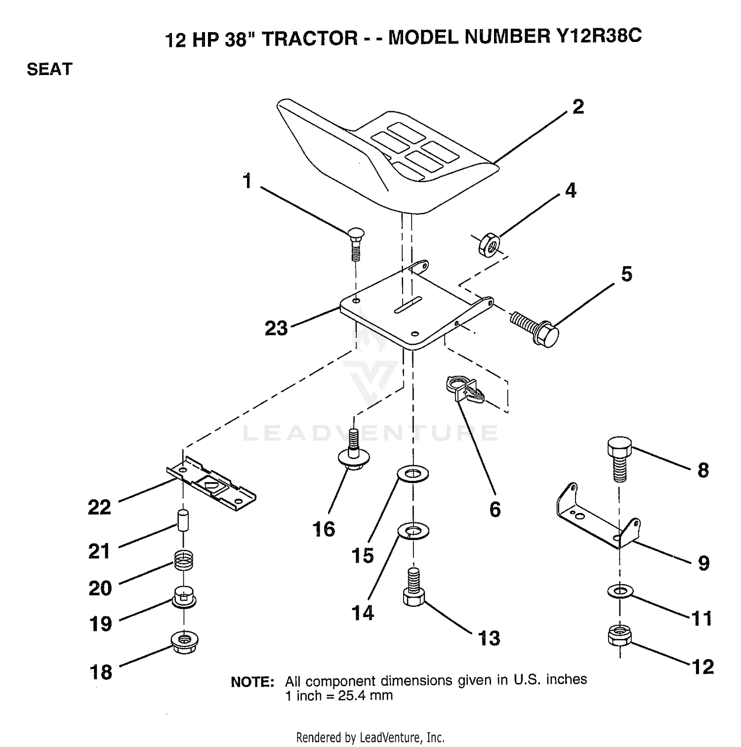 12HP 38" TRACTOR SEAT
