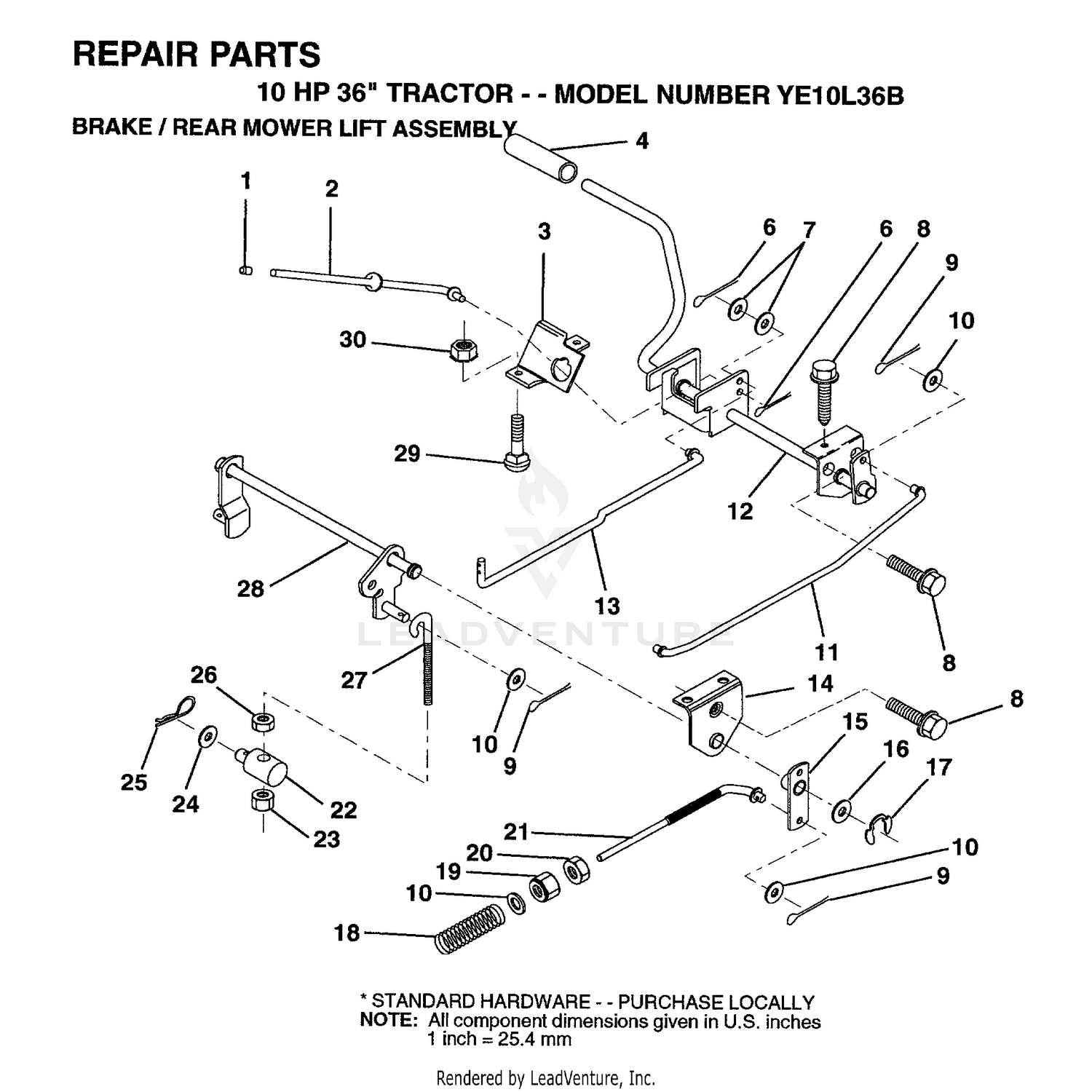 BRAKE/REAR MOWER LIFT