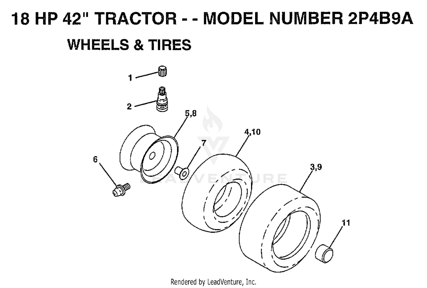 18HP 42"/WHEELS,TIRES