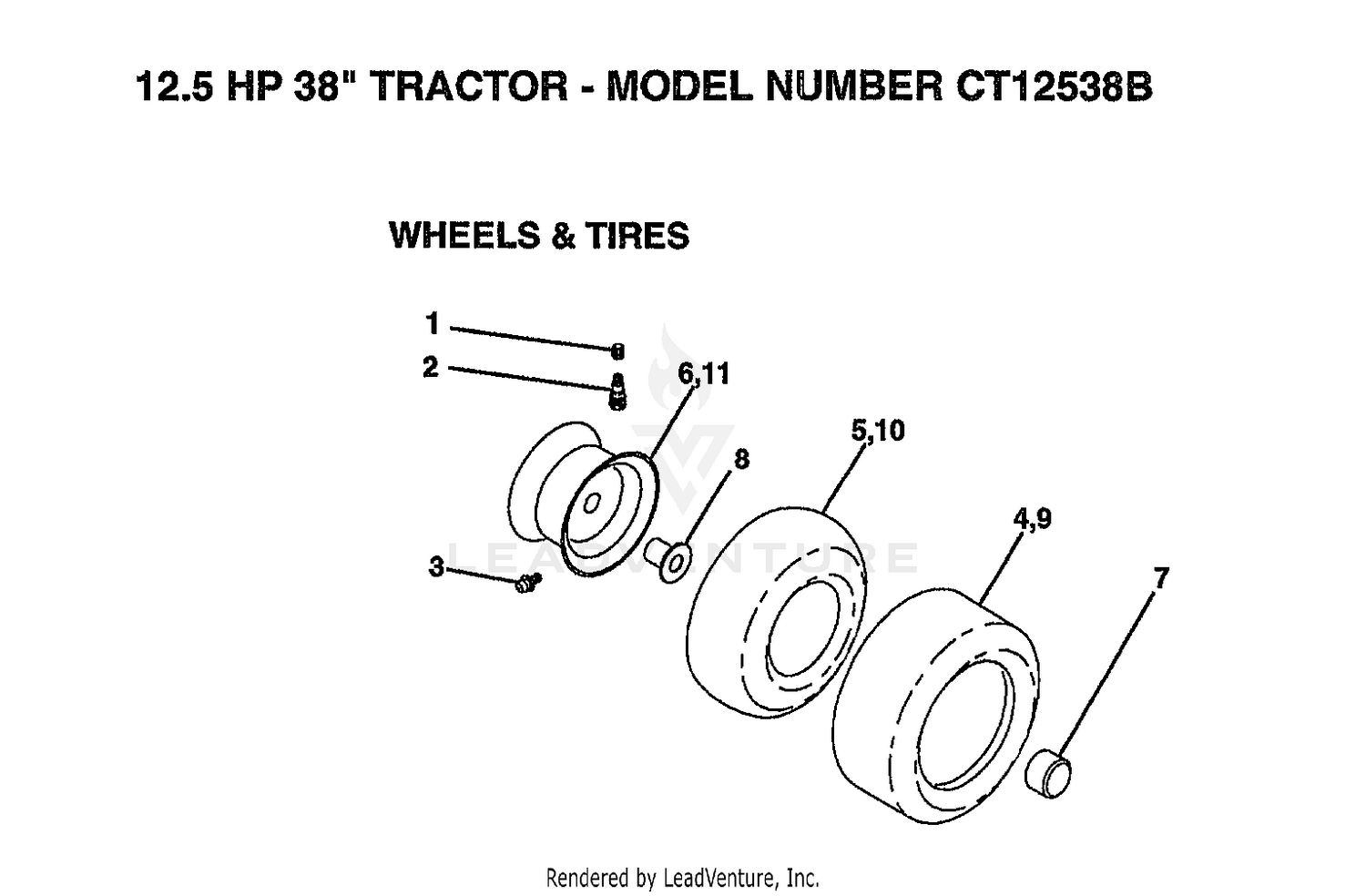 12.5HP 38" TRACTOR-WHEELS