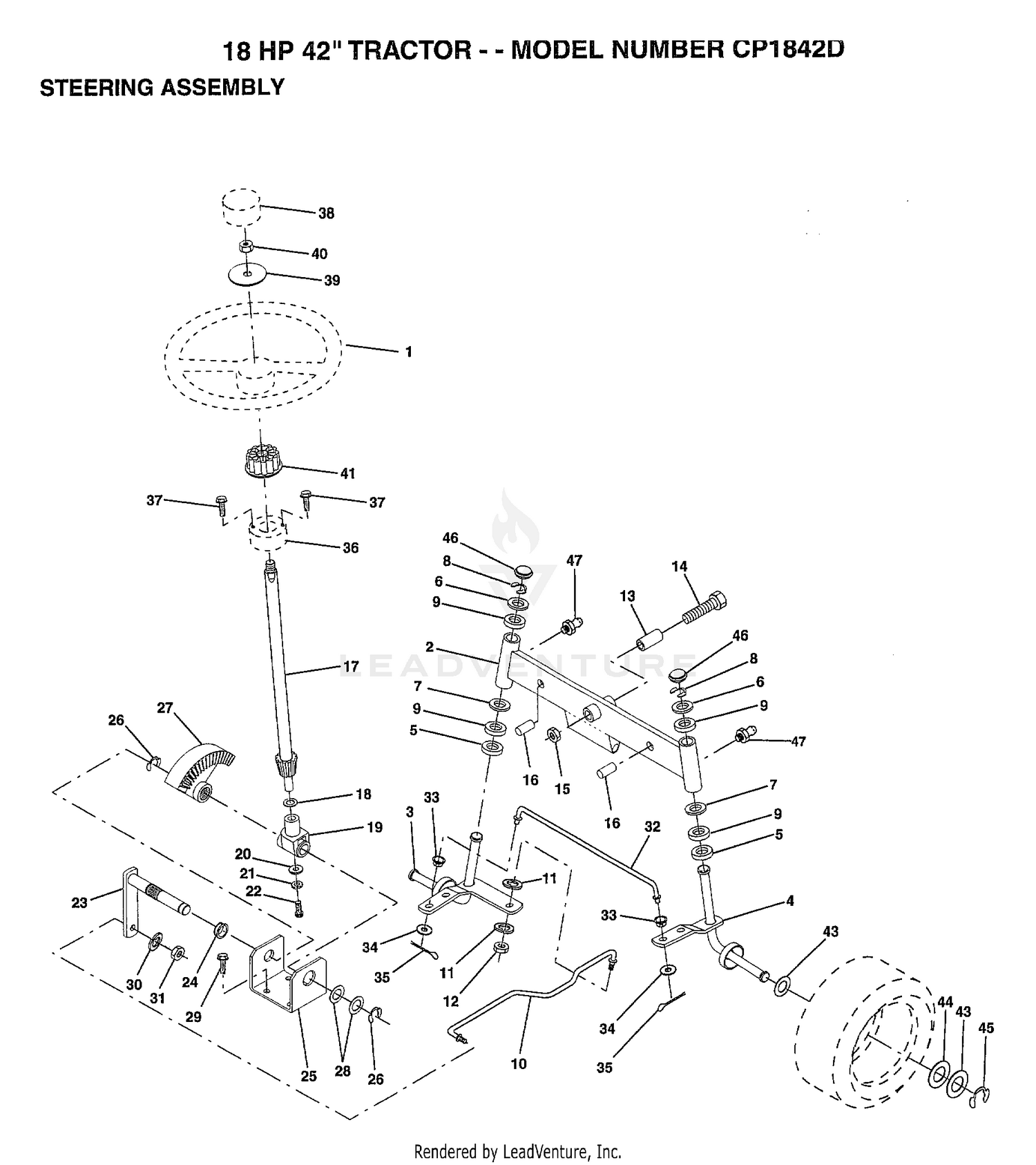 18HP 42" TRACTOR-STEERING