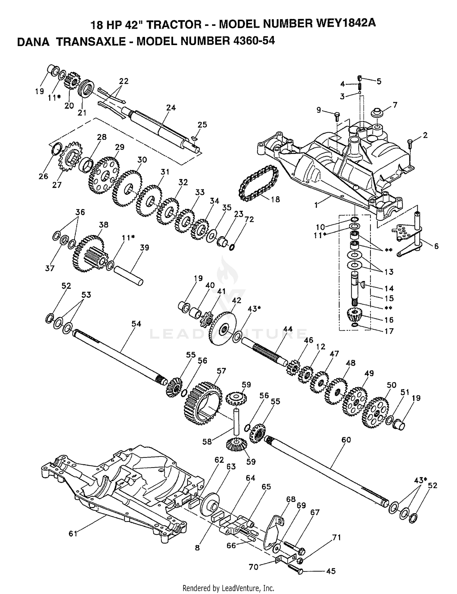 18HP 42" TRACTOR-DANA TRANSAXLE