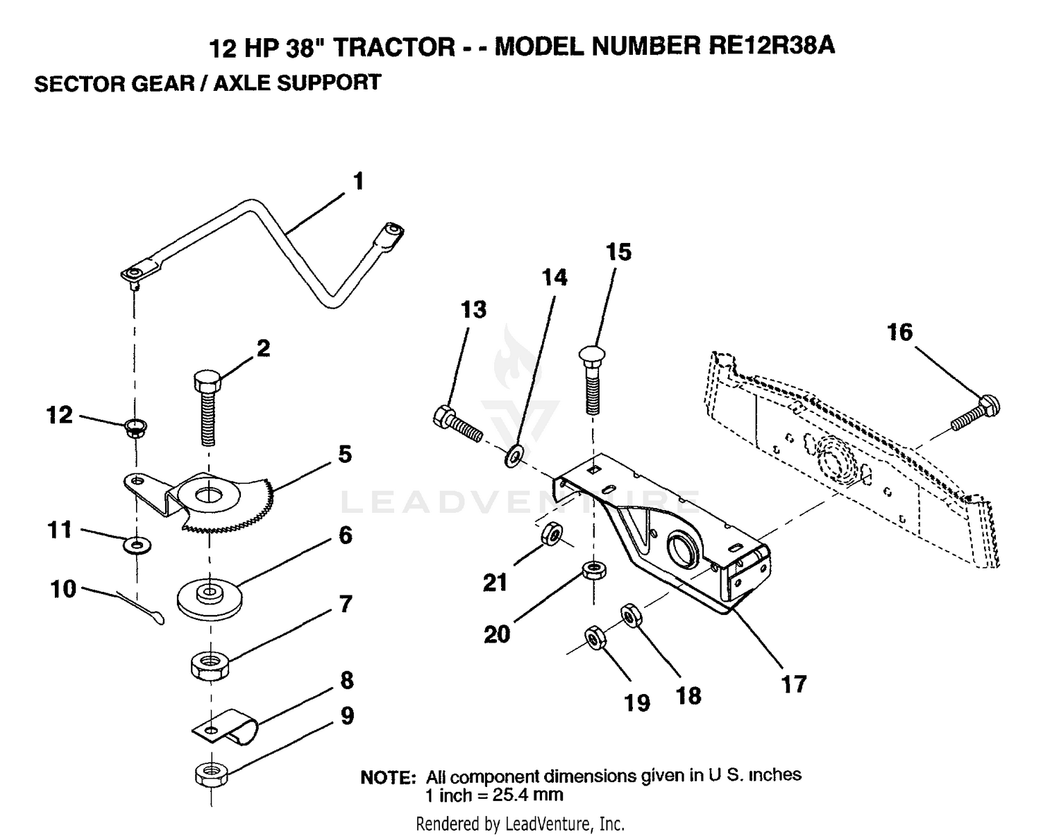 SECTOR GEAR/AXLE SUPPORT
