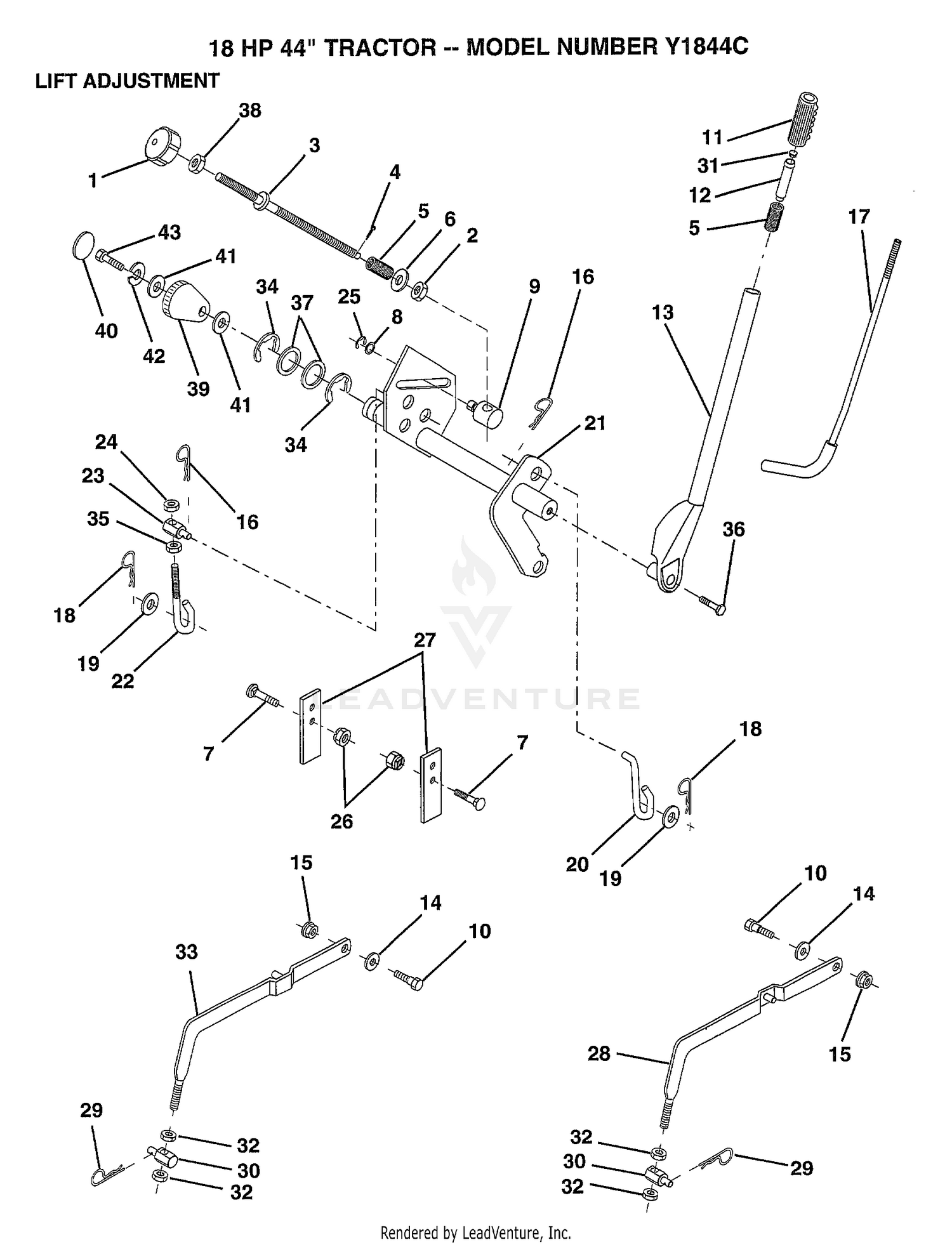 18HP 44" TRACTOR-LIFT ADJUSTMENT