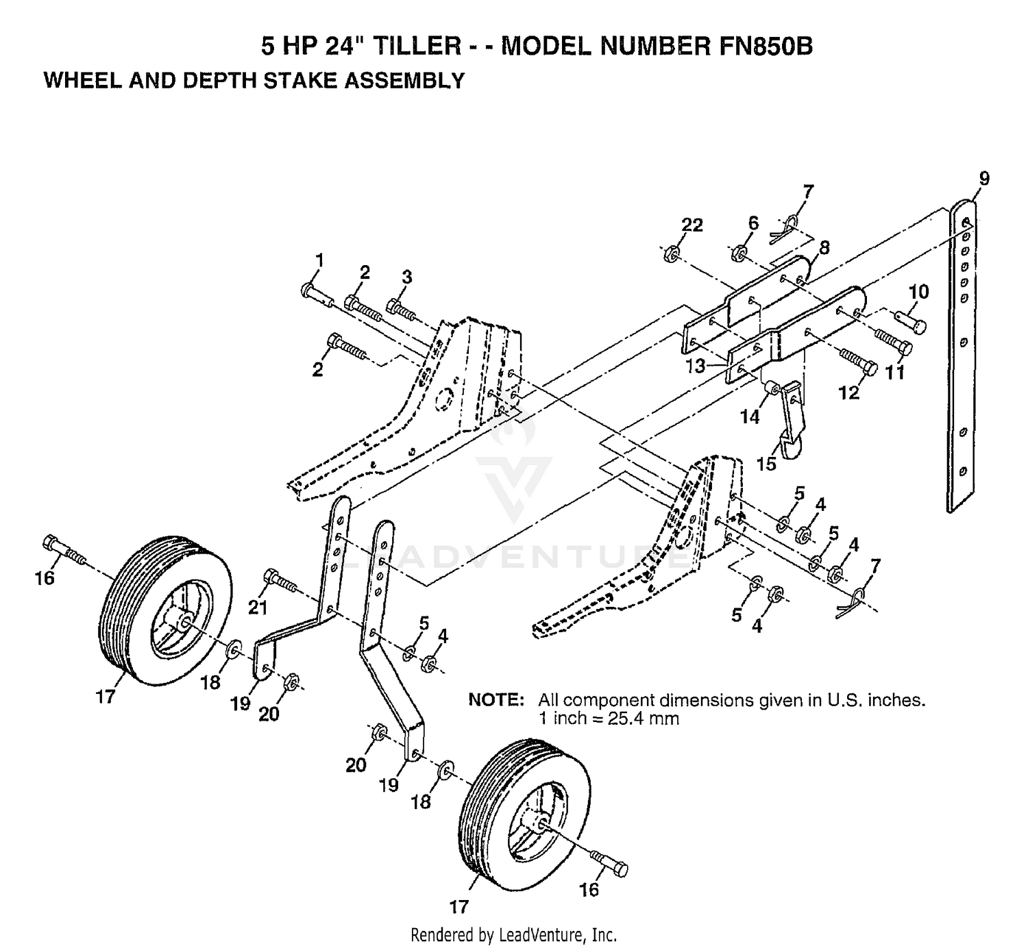 5HP 24" TILLER-WHEEL AND DEPTH STAKE