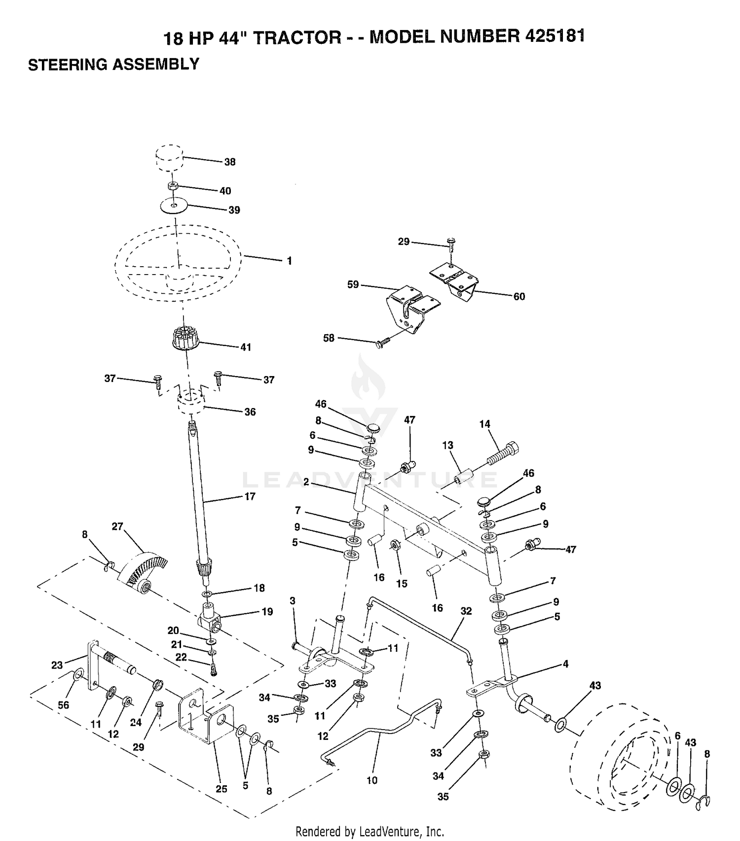 STEERING ASSEMBLY/18 HP 44"