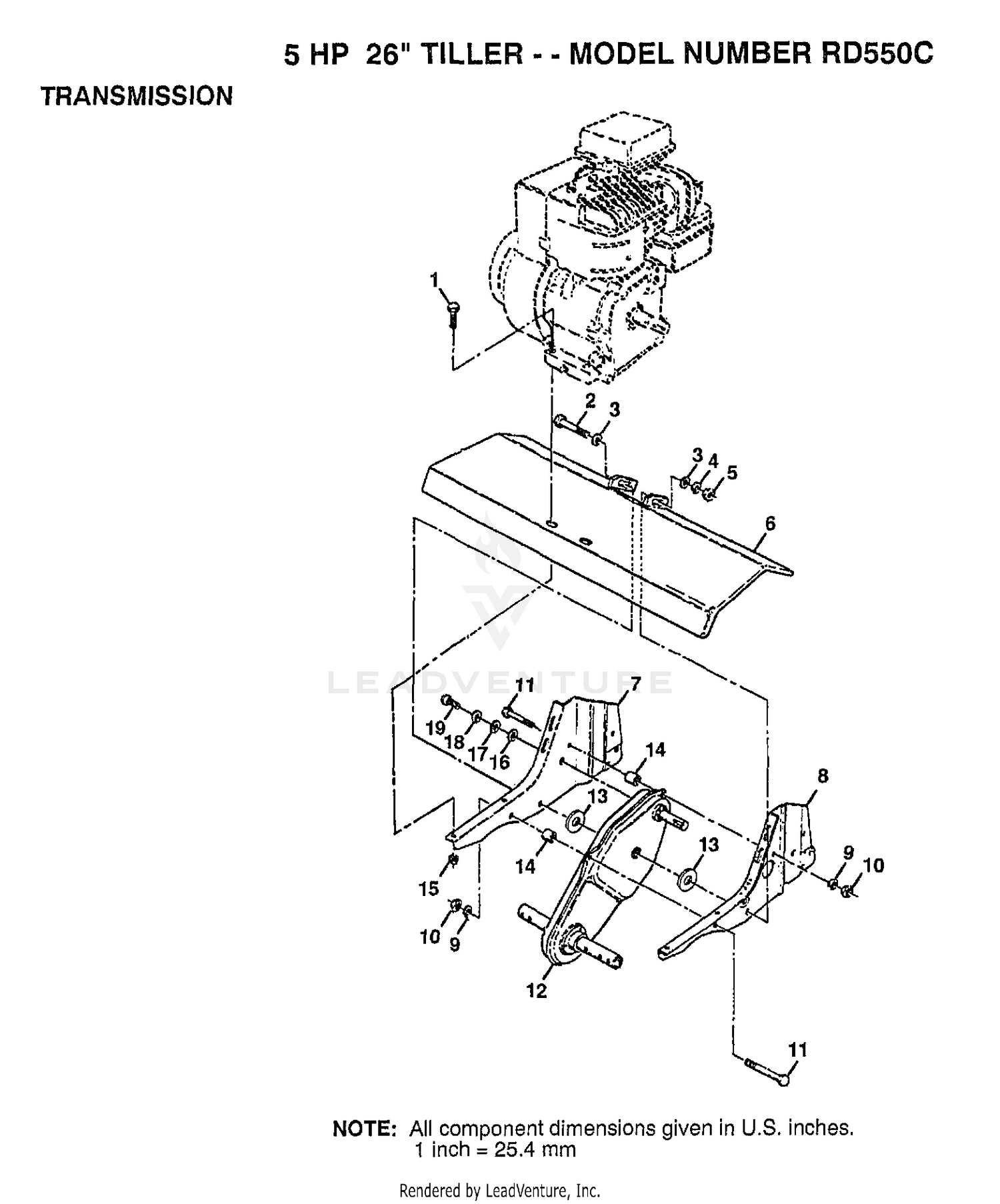 5 HP 26" TILLER TRANSMISSION