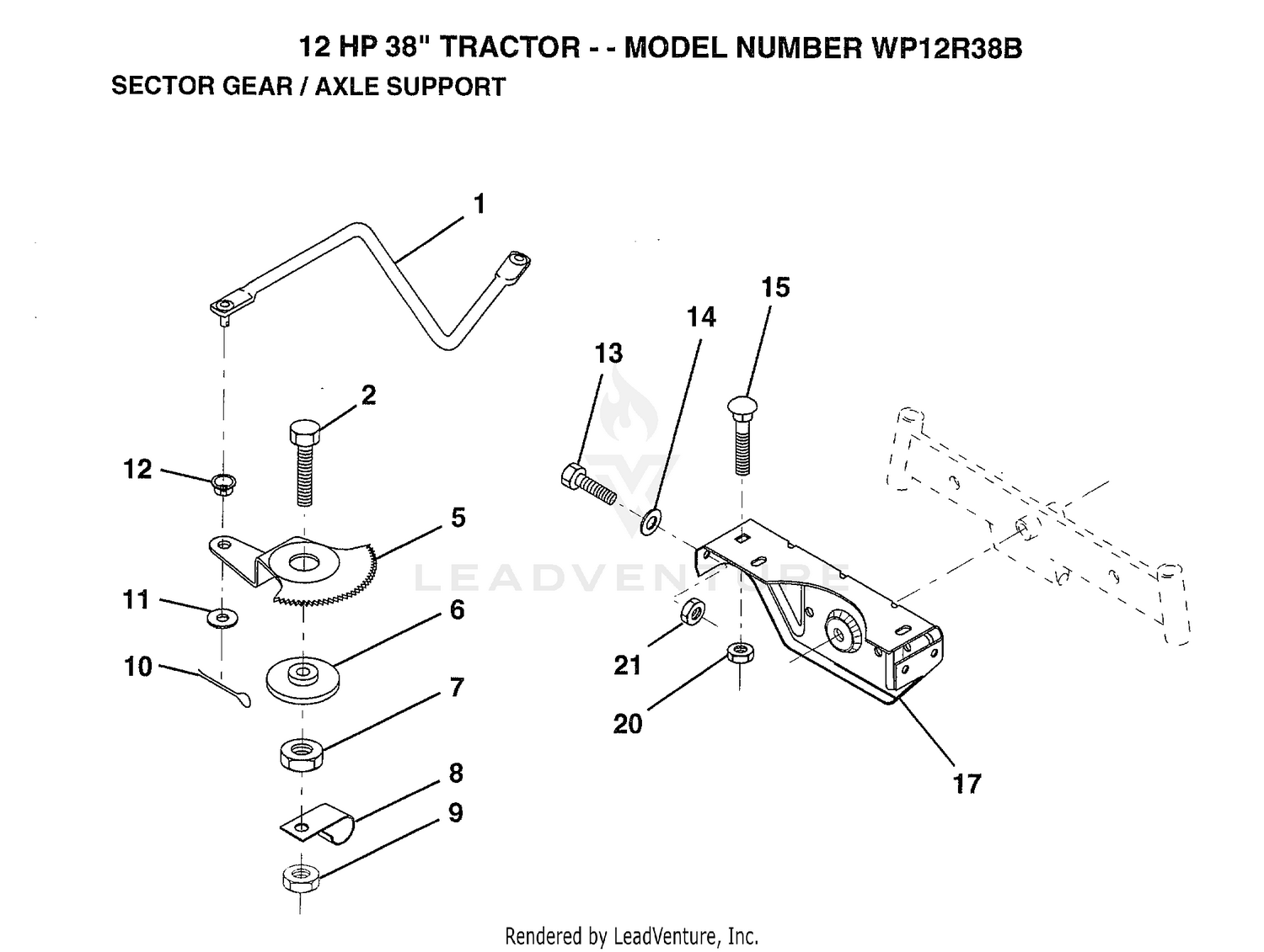 12 HP 38" SECTOR GEAR AXLE SUPPORT
