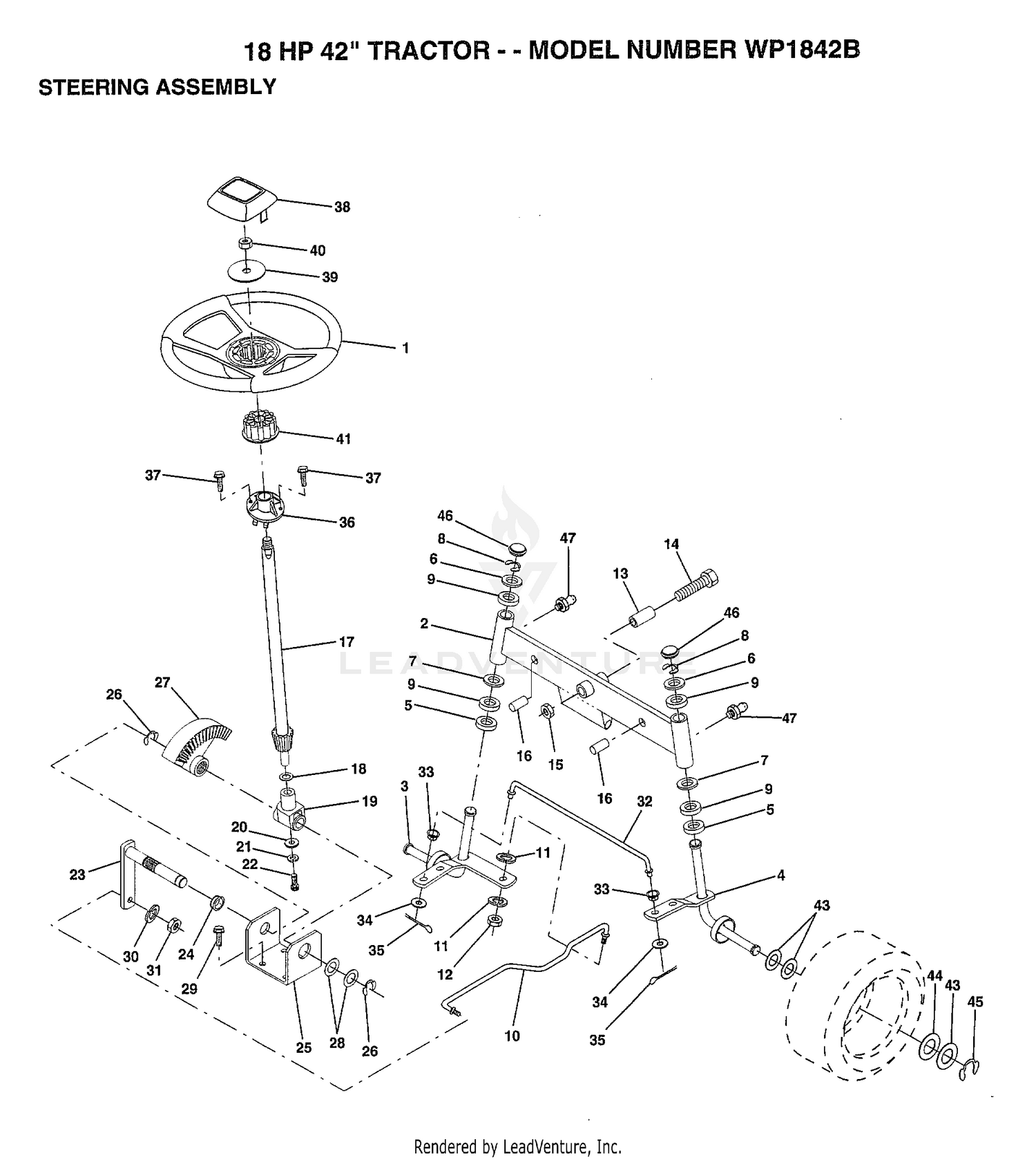 18 HP 42" STEERING ASSEMBLY
