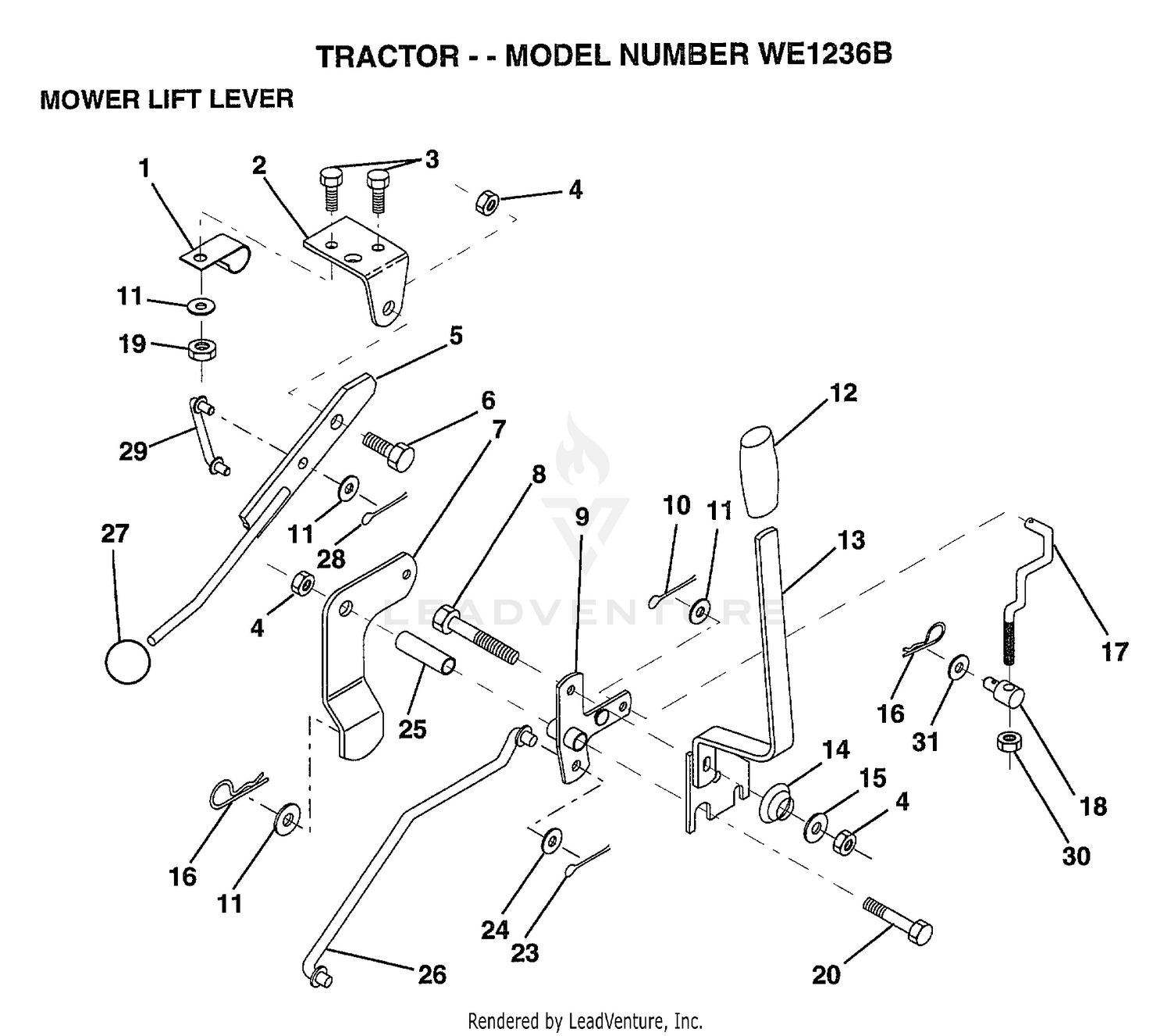 TRACTOR-MOWER LIFT LEVER