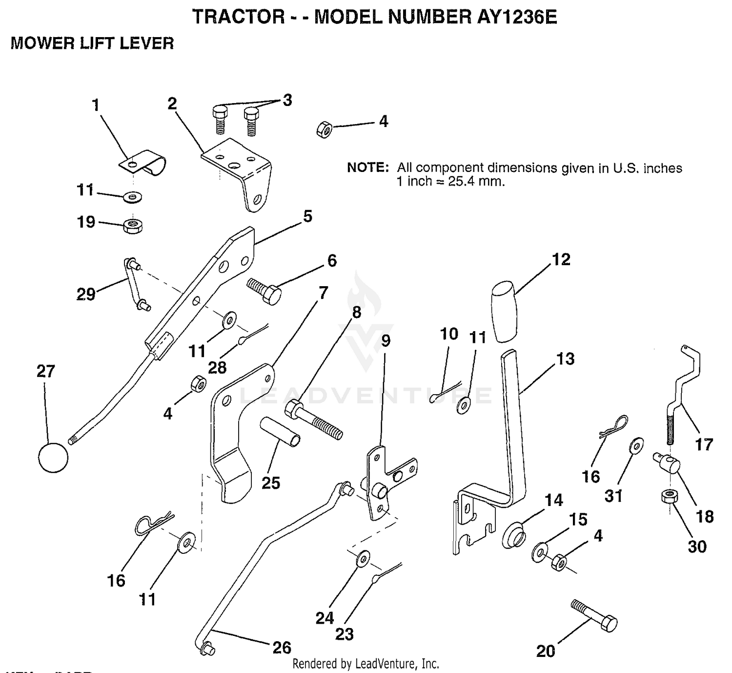MOWER LIFT LEVER