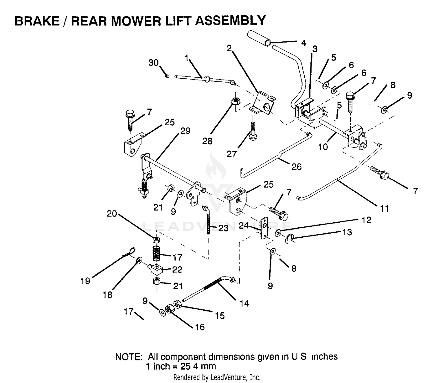 BRAKE/REAR MOWER LIFT