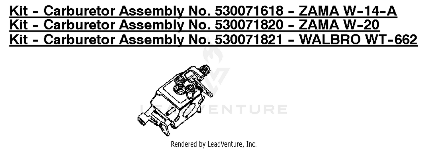 Kit - Carburetor Assembly