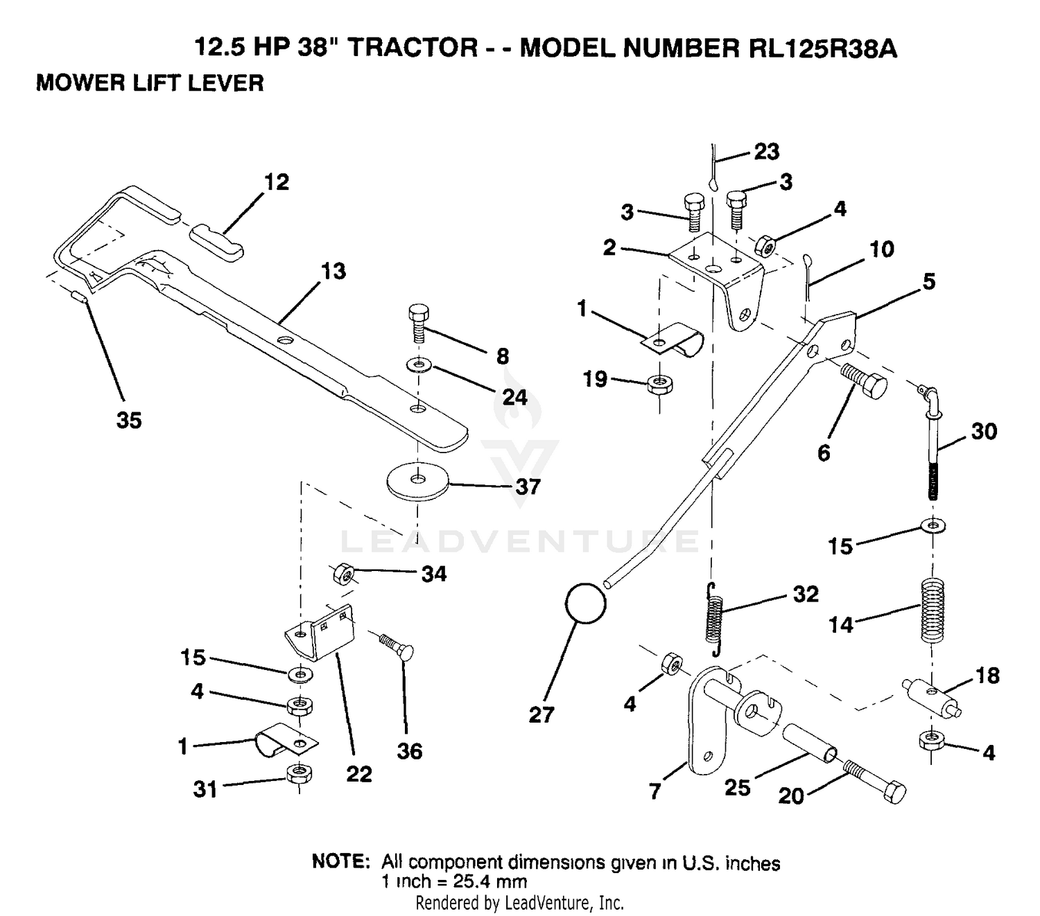 MOWER LIFT LEVER
