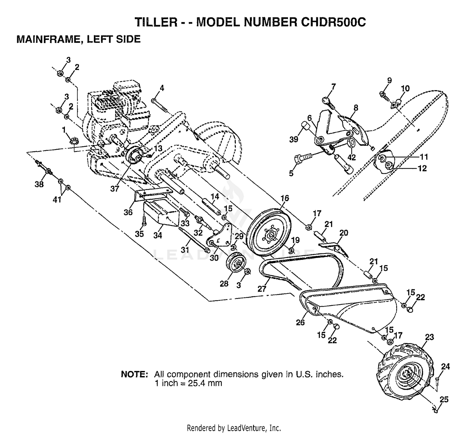 TILLER-MAINFRAME LEFT SIDE