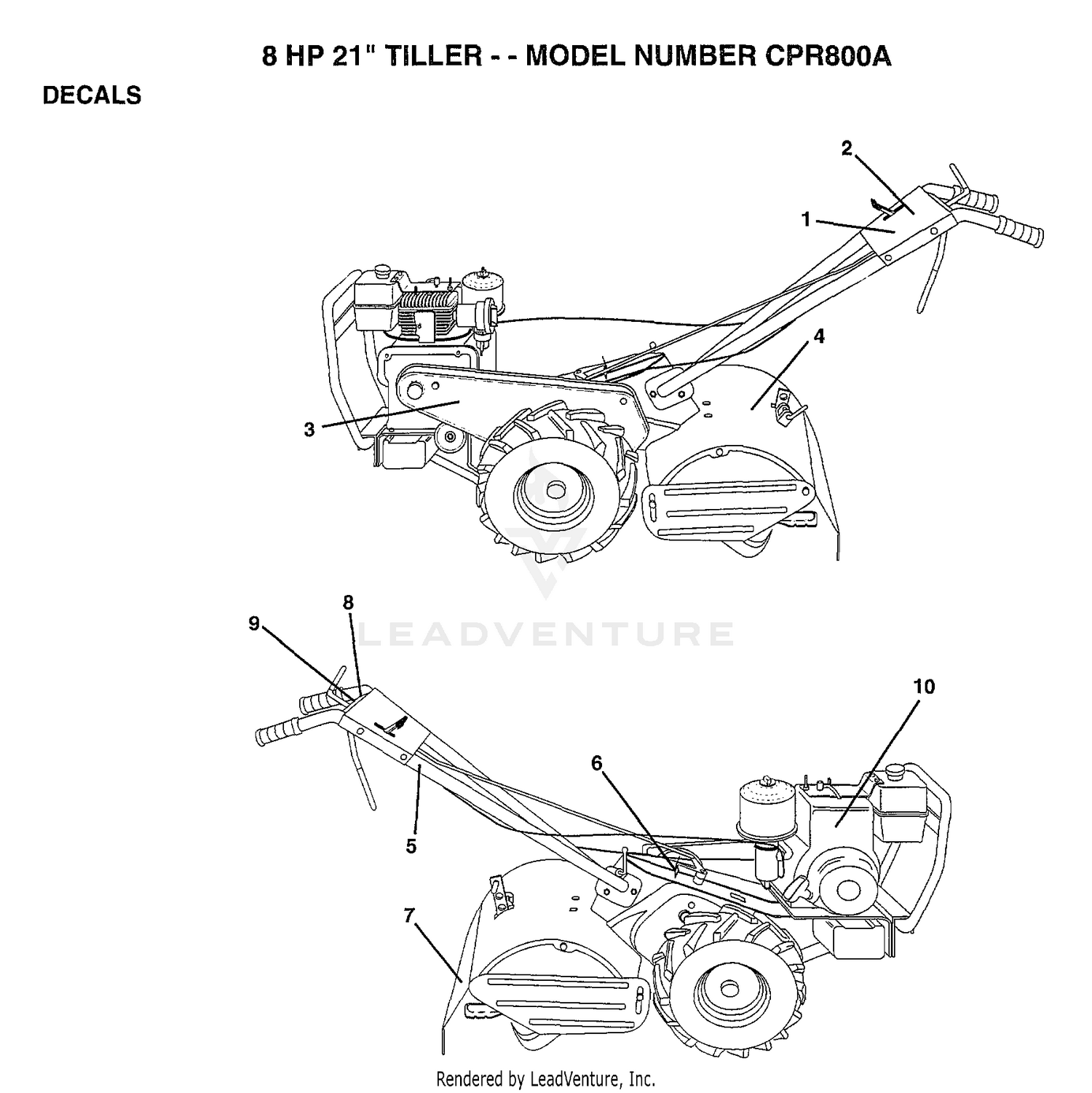 8HP 21" TILLER-DECALS