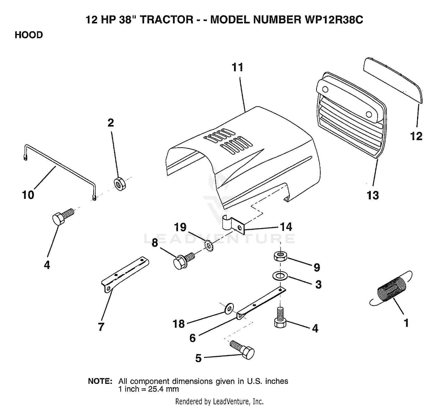 12 HP 38" HOOD