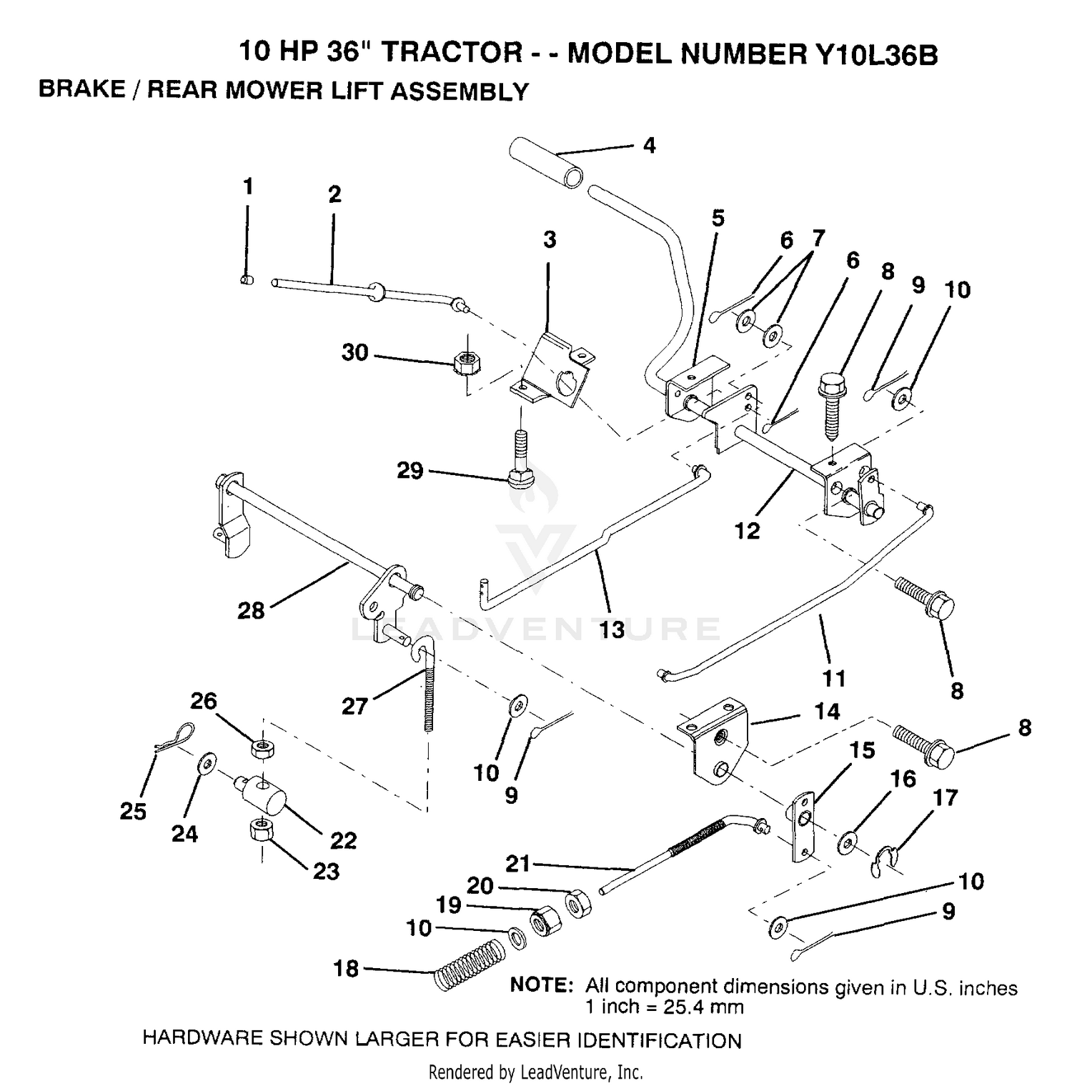 BRAKE AND REAR MOWER LIFT