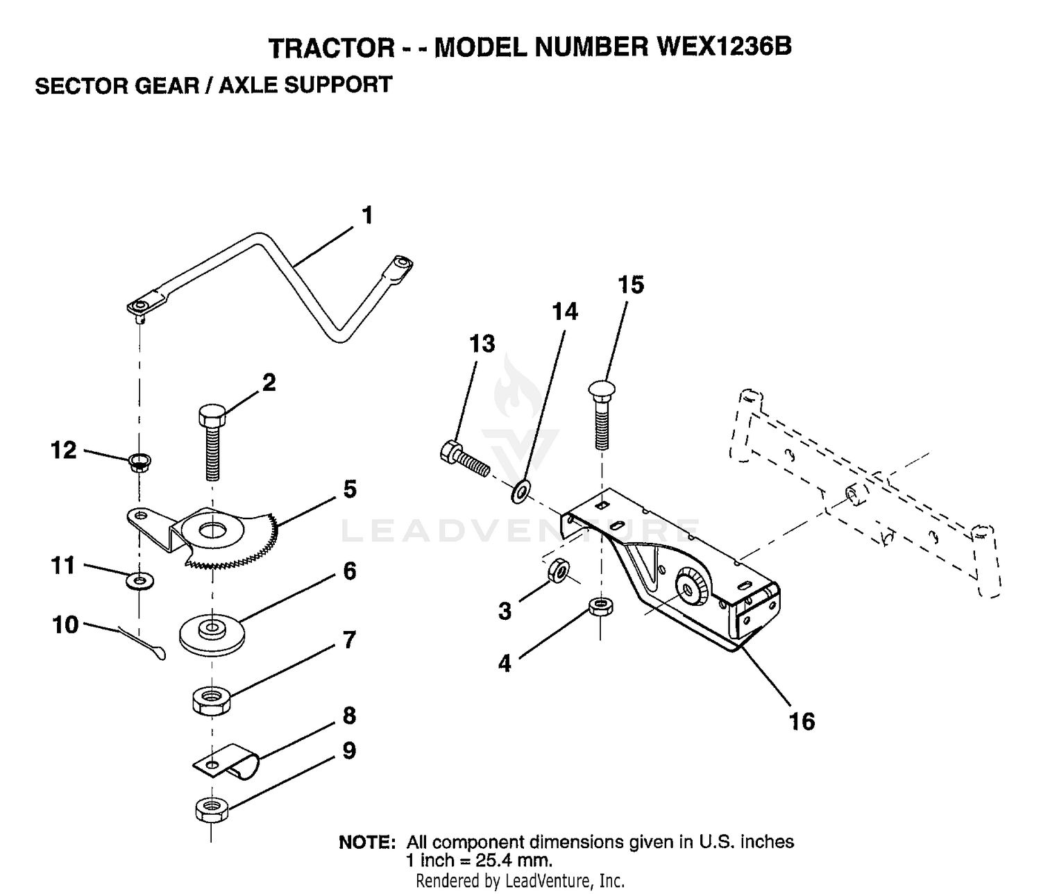 SECTOR GEAR/AXLE SUPPORT