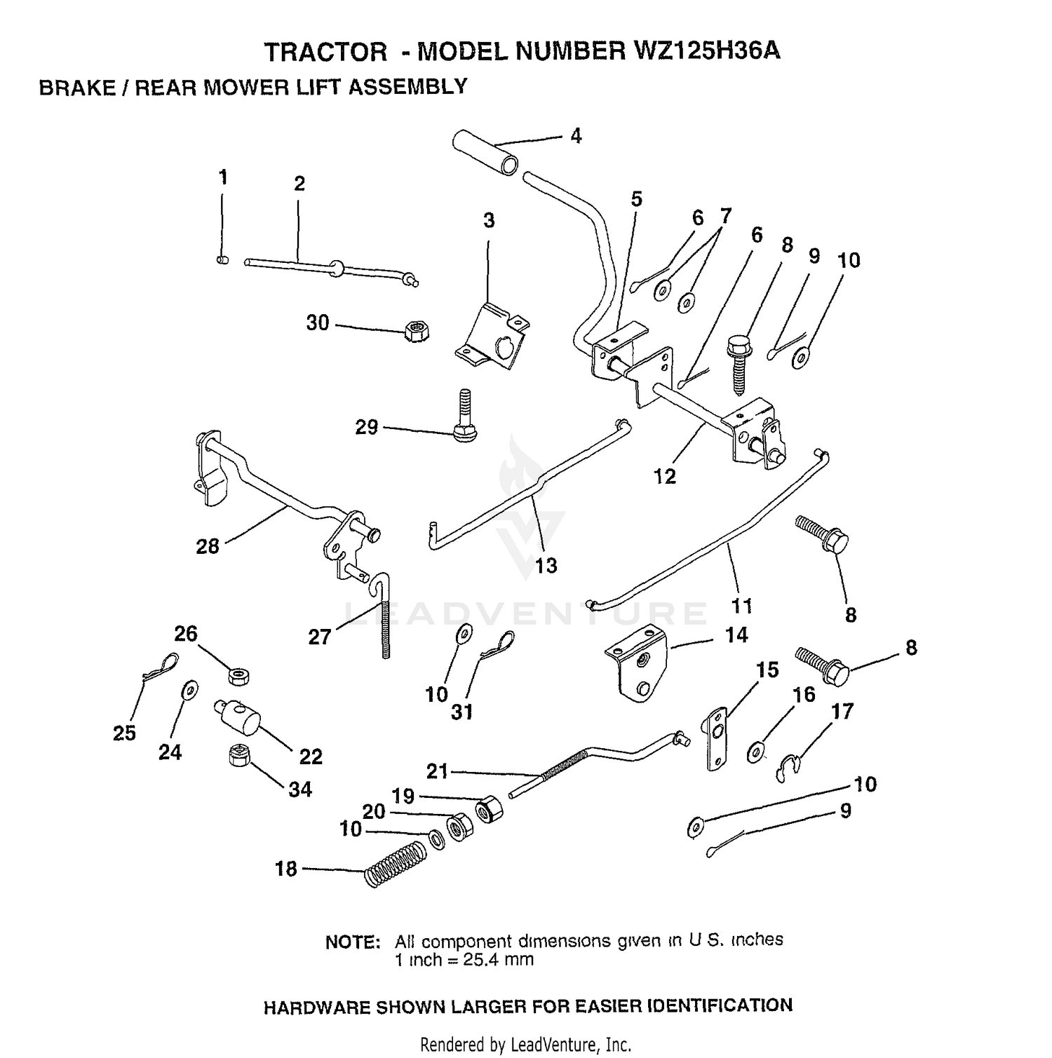 BRAKE/REAR MOWER LIFT ASSEMBLY