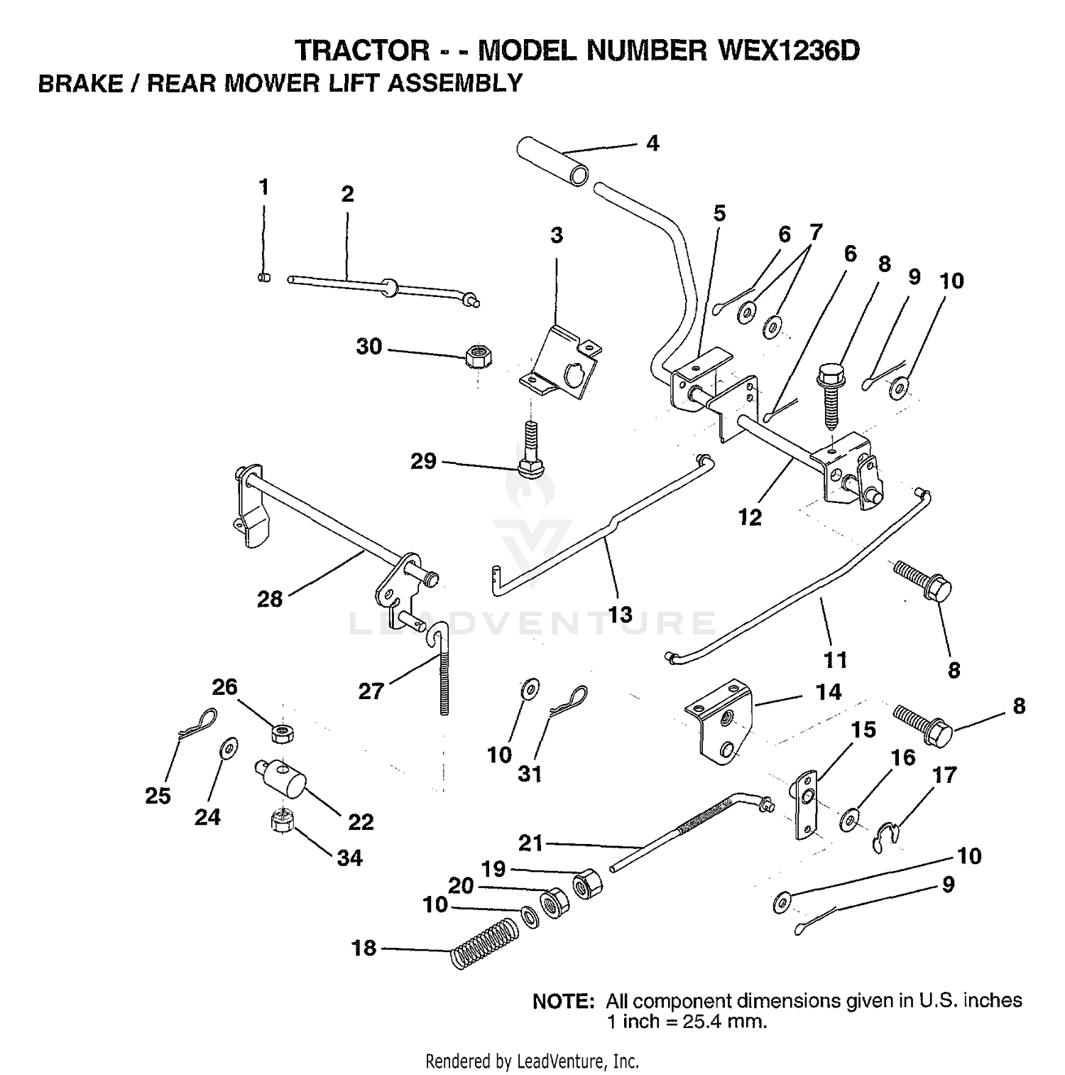 BRAKE/REAR MOWER LIFT