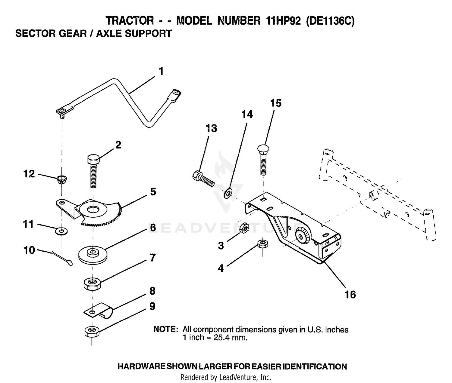 SECTOR GEAR/AXLE SUPPORT