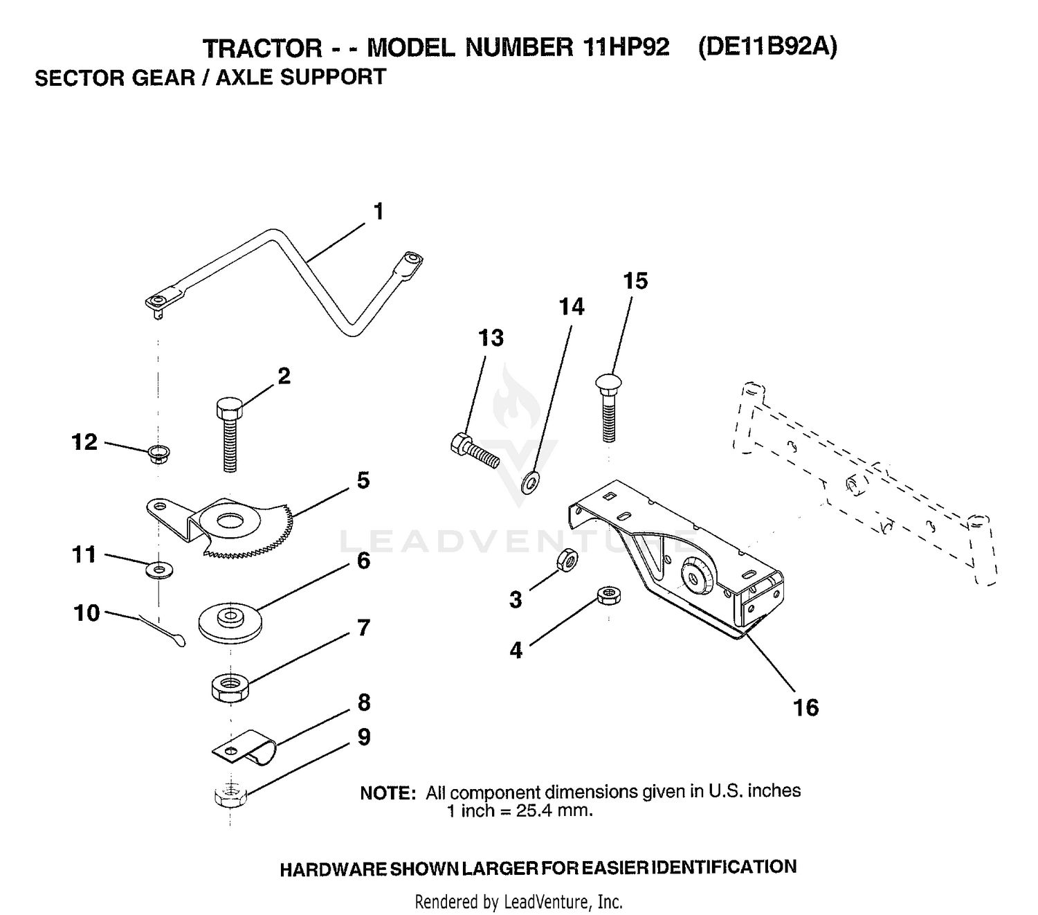 SECTOR GEAR/AXLE SUPPORT