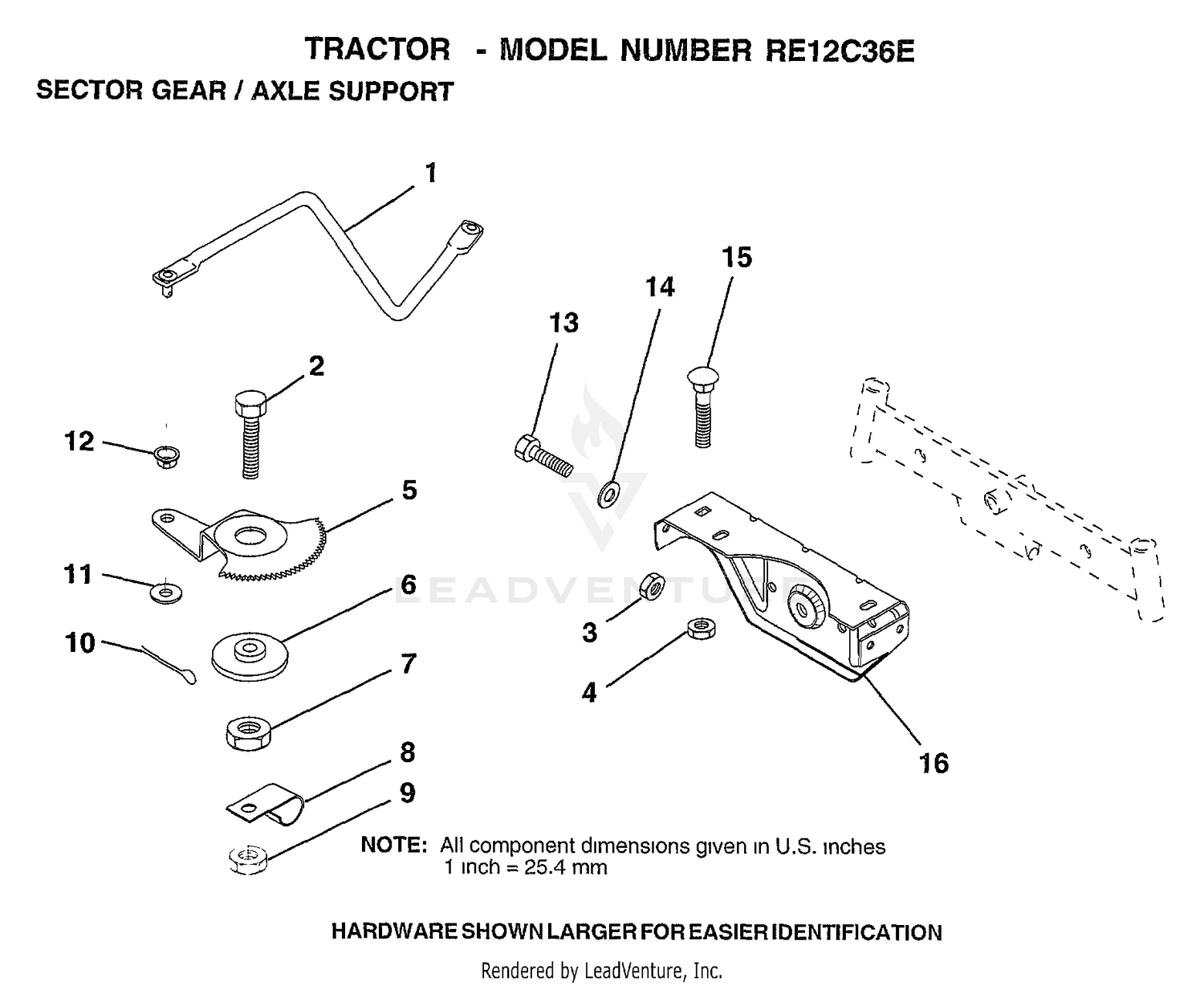 SECTOR GEAR/AXLE SUPPORT