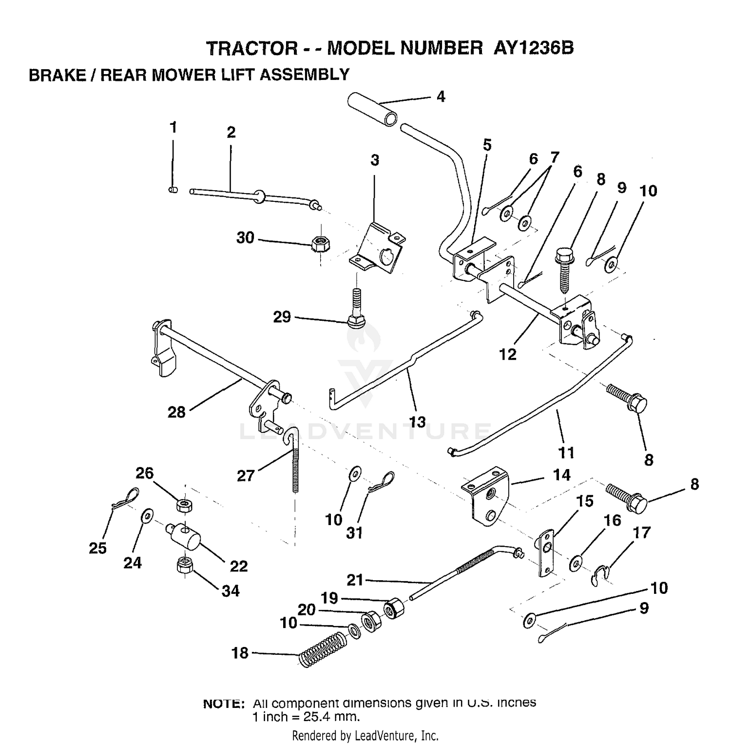 BRAKE/REAR MOWER LIFT