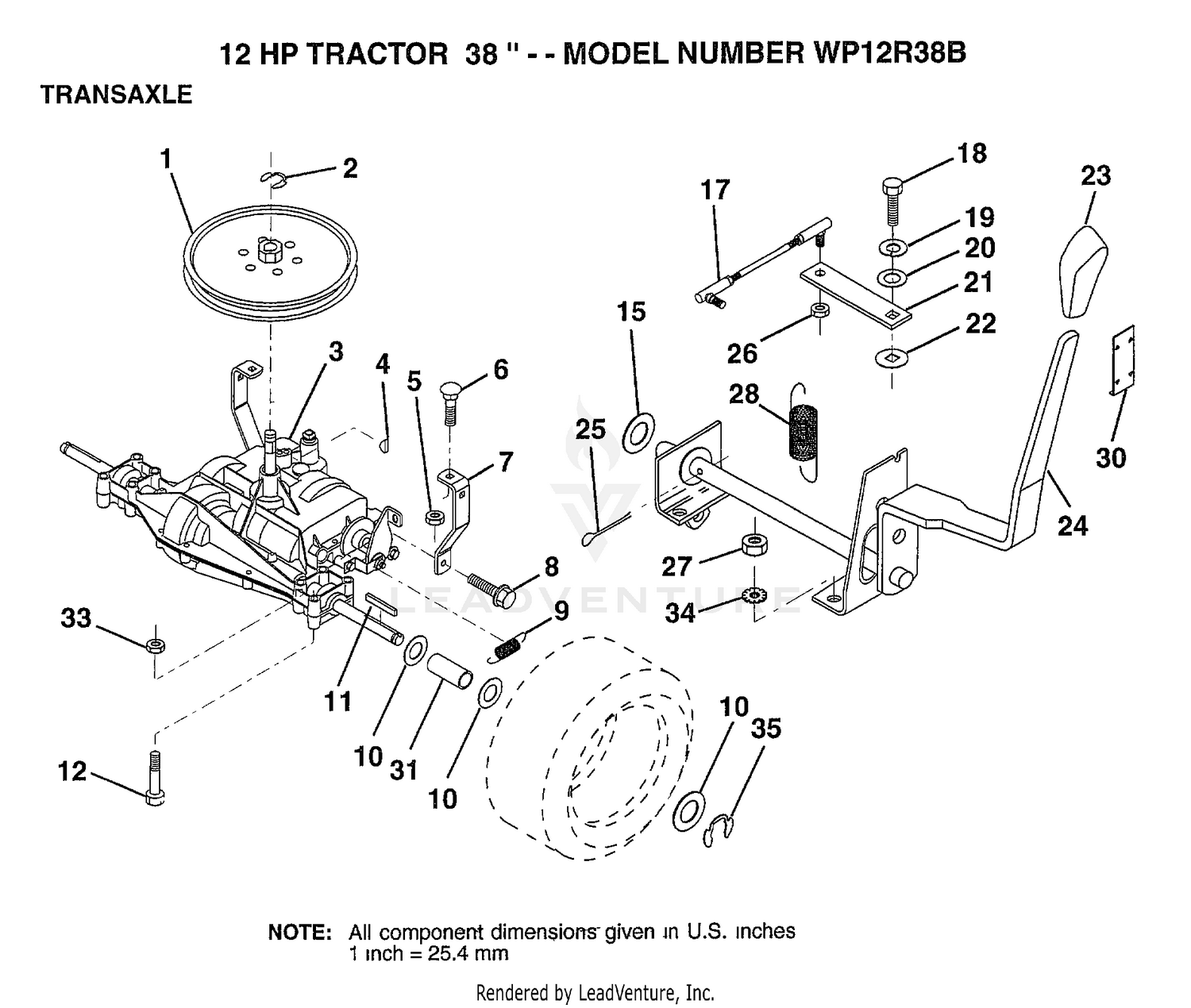 12 HP TRACTOR 38" TRANSAXLE