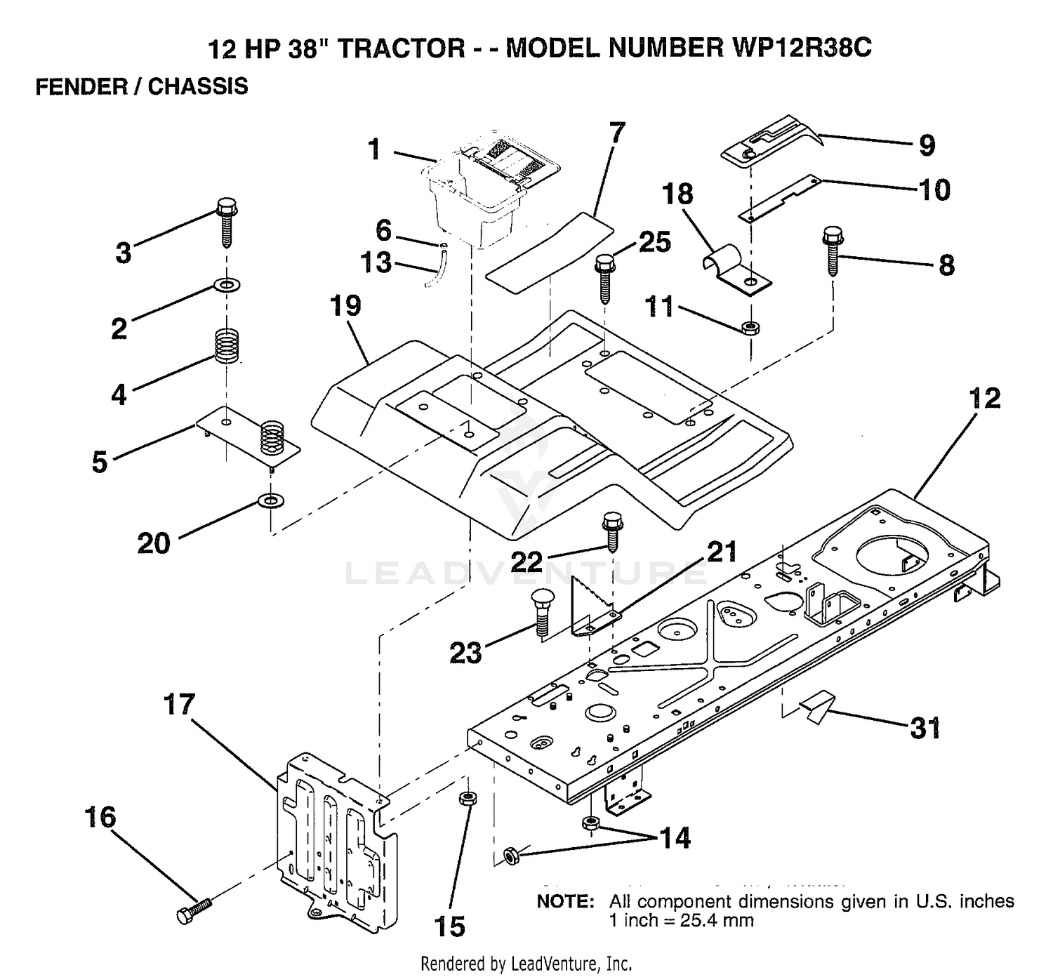 12 HP 38" FENDER/CHASSIS