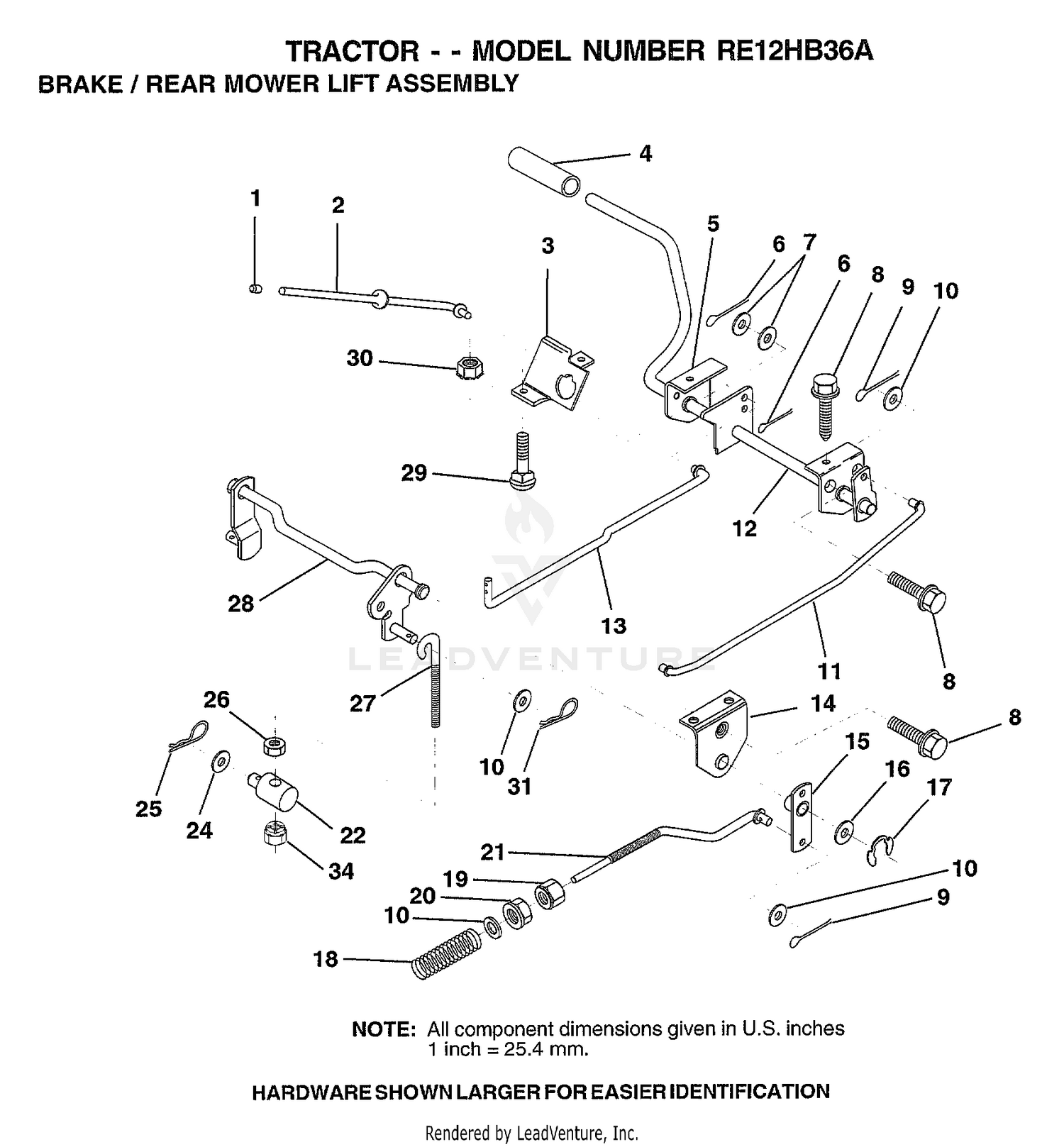 BRAKE/REAR MOWER LIFT