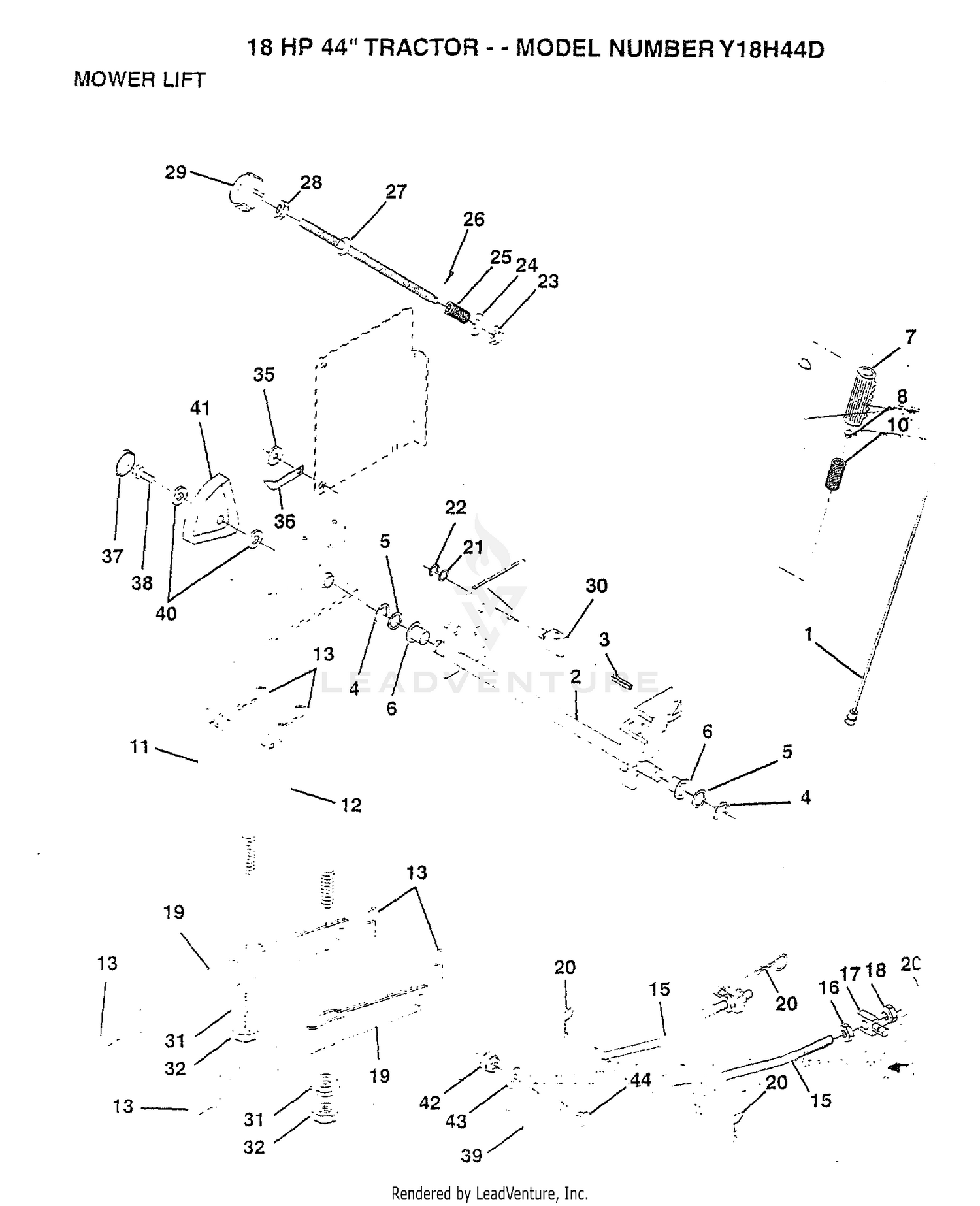 18HP 44" TRACTOR/MOWER LIFT