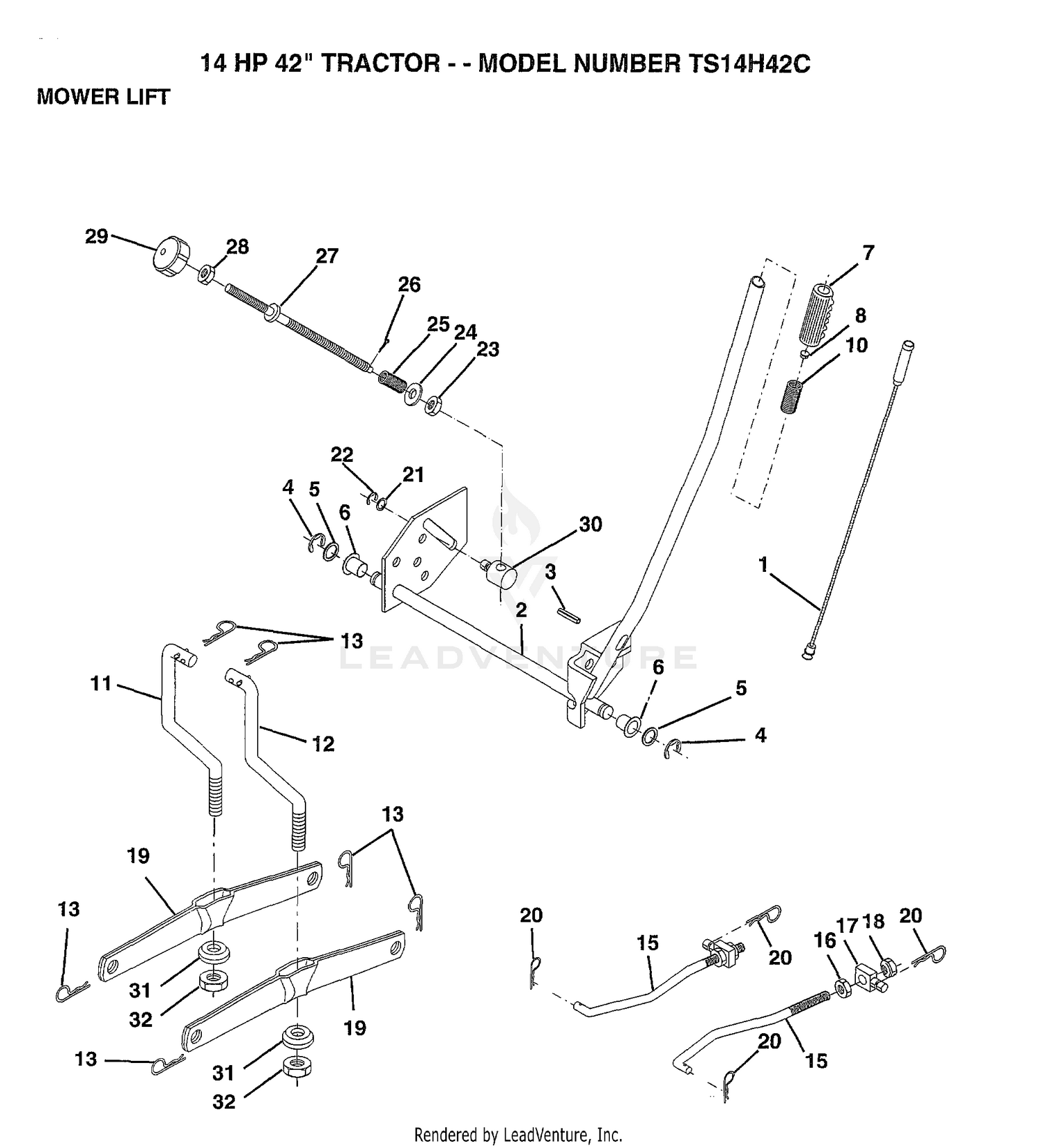 14HP 42"/MOWER LIFT