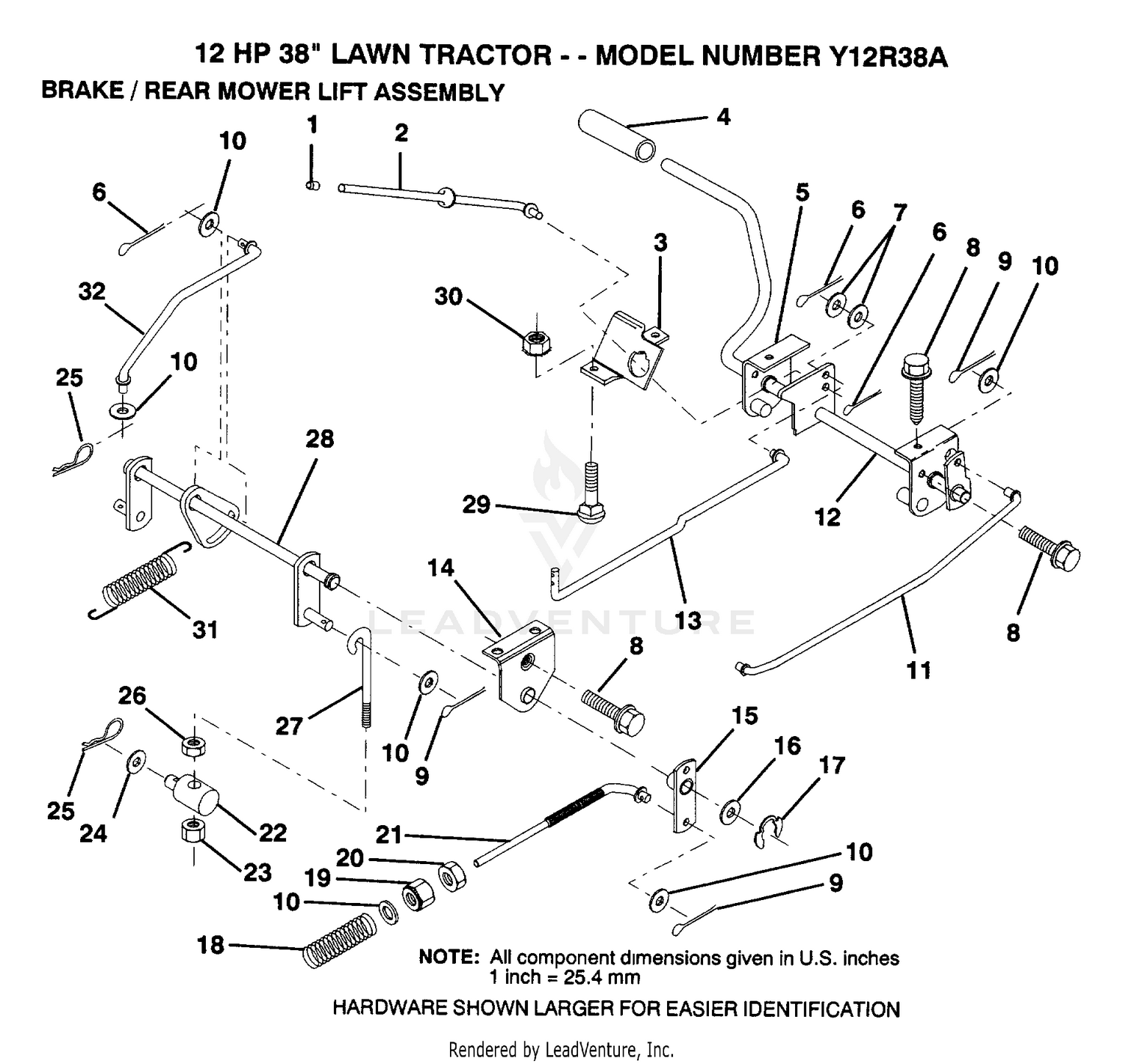 BRAKE AND REAR MOWER LIFT