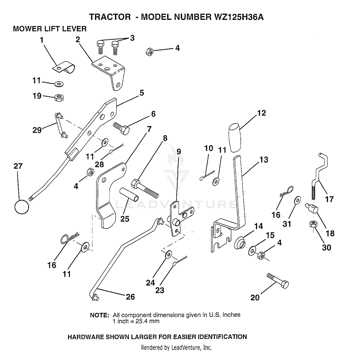 MOWER LIFT LEVER