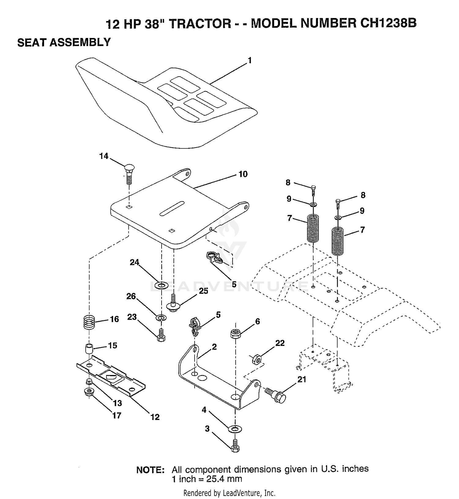 12HP 38" TRACTOR-SEAT